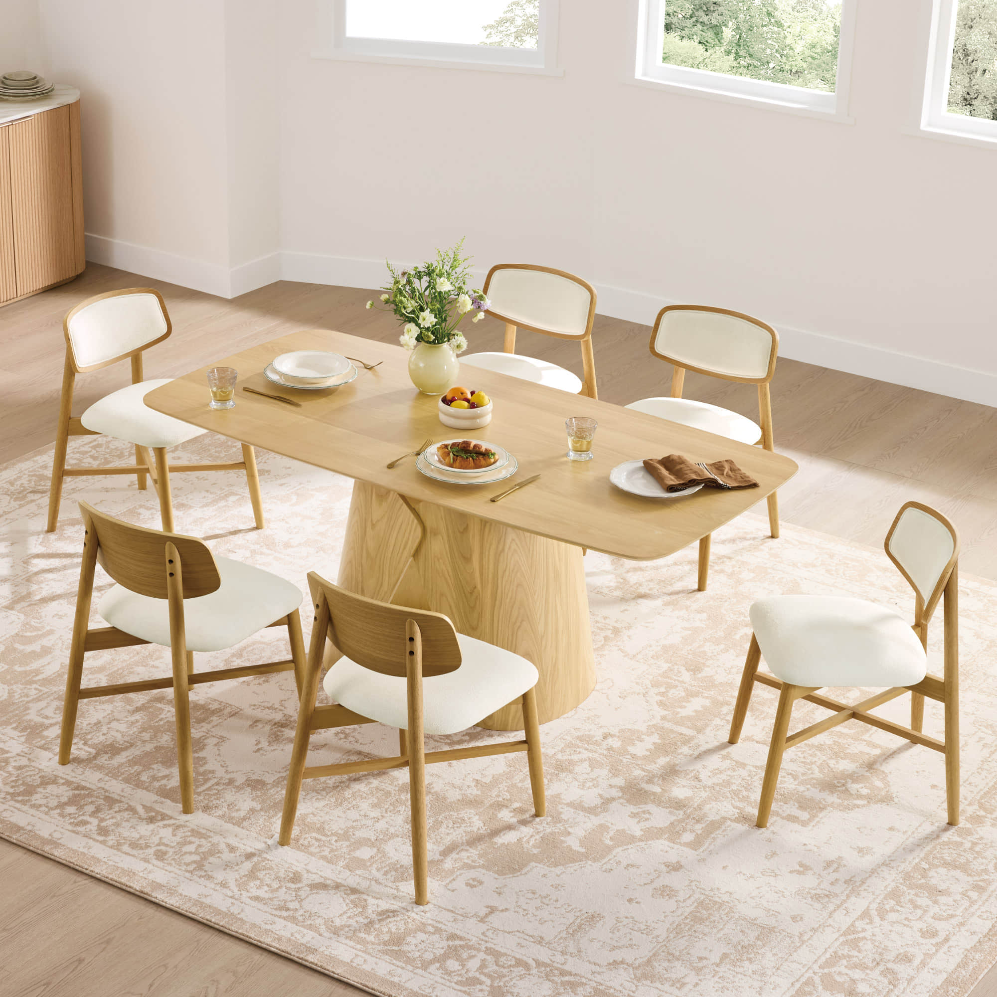 Elowen Sculptural Wood Base Dining Table - Image 3