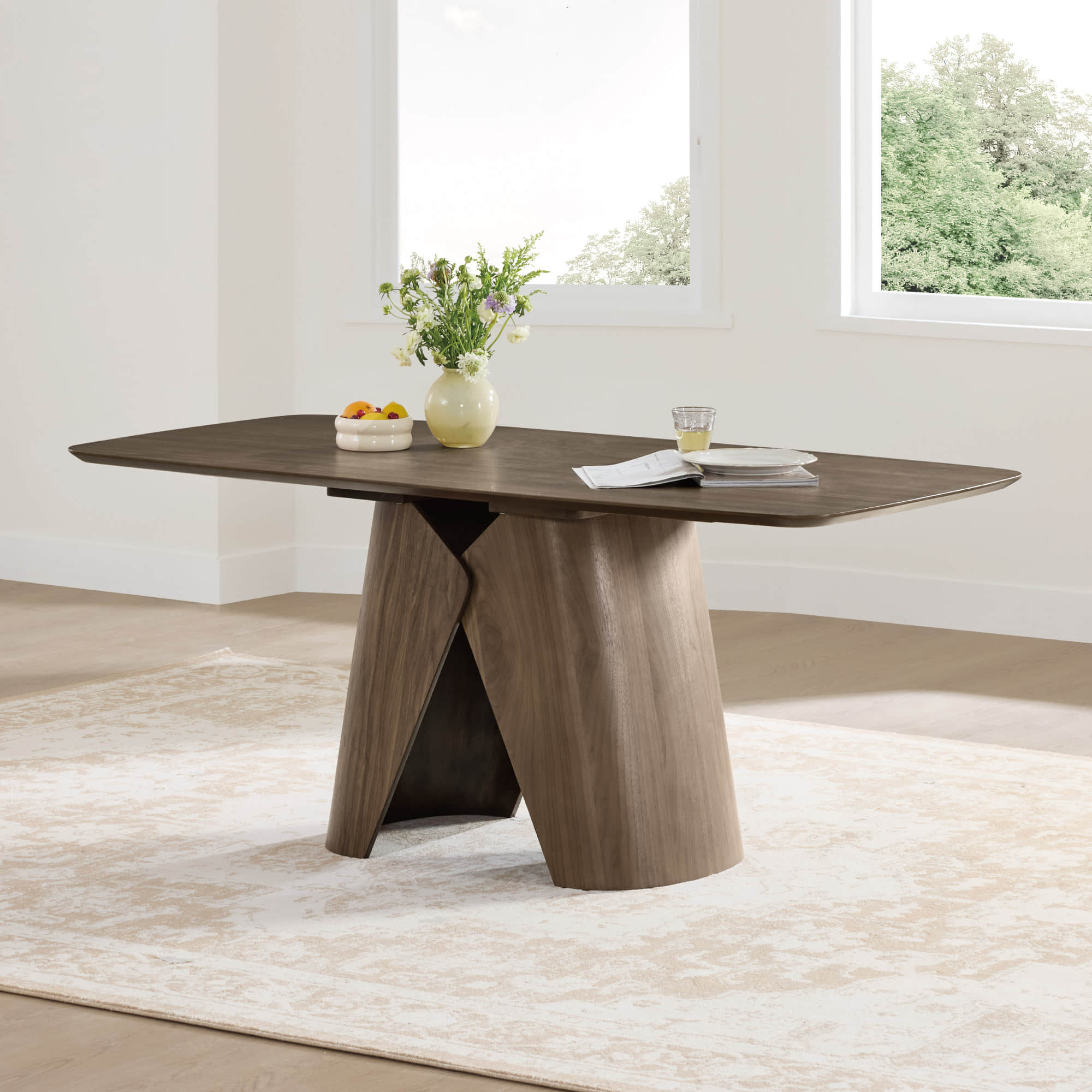 Elowen Sculptural Wood Base Dining Table - Image 4