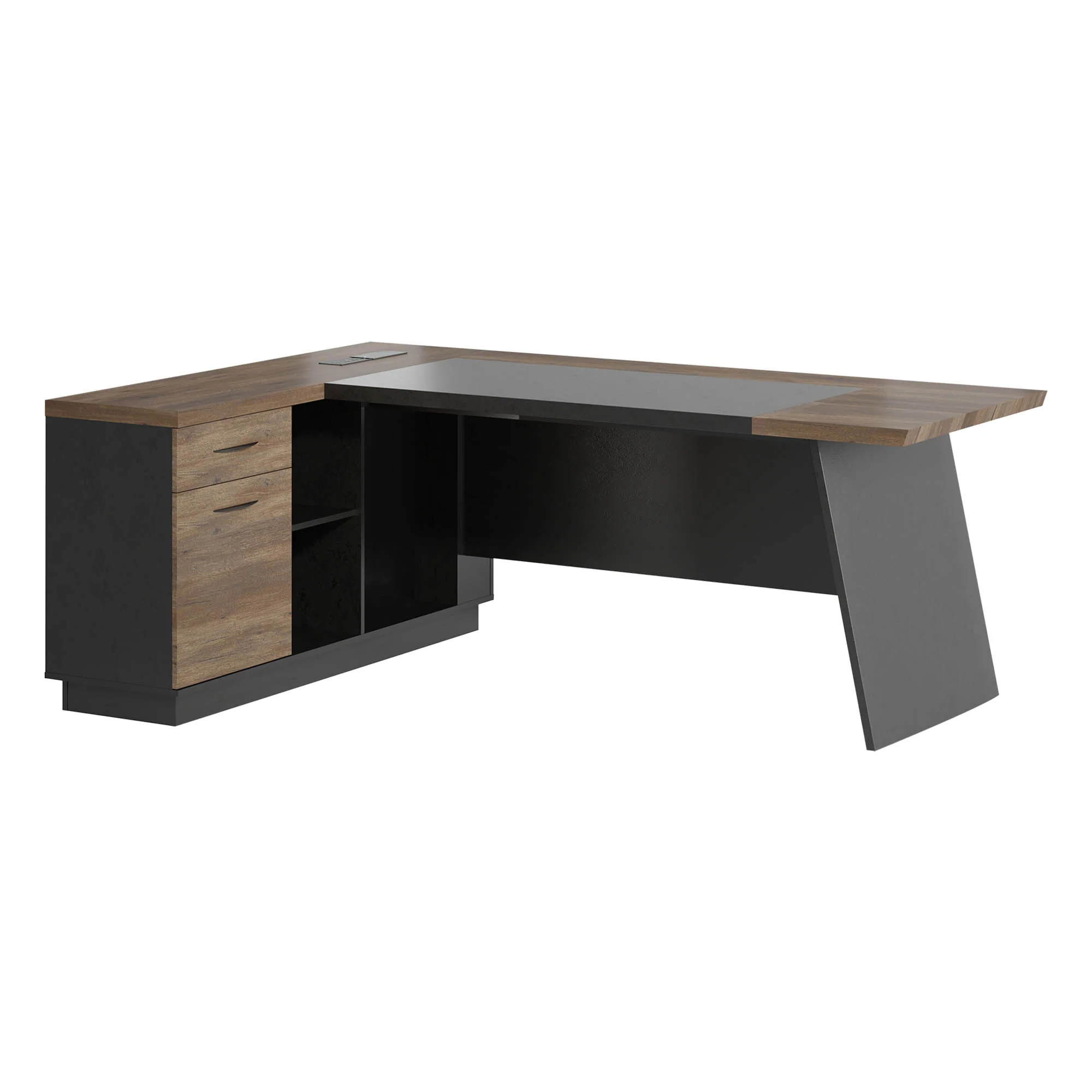 78" Larry L-Shaped Desk Table with File Storage Cabinets - Image 4