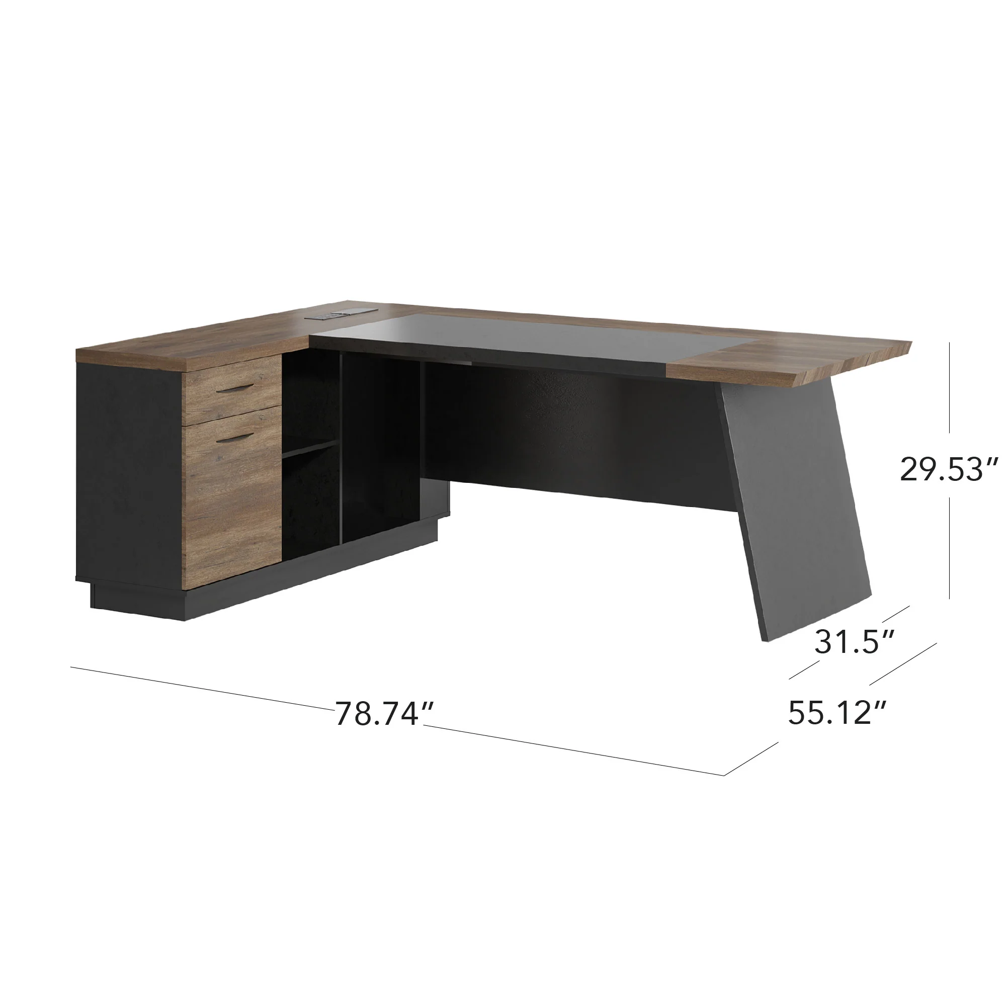 78" Larry L-Shaped Desk Table with File Storage Cabinets - Image 5