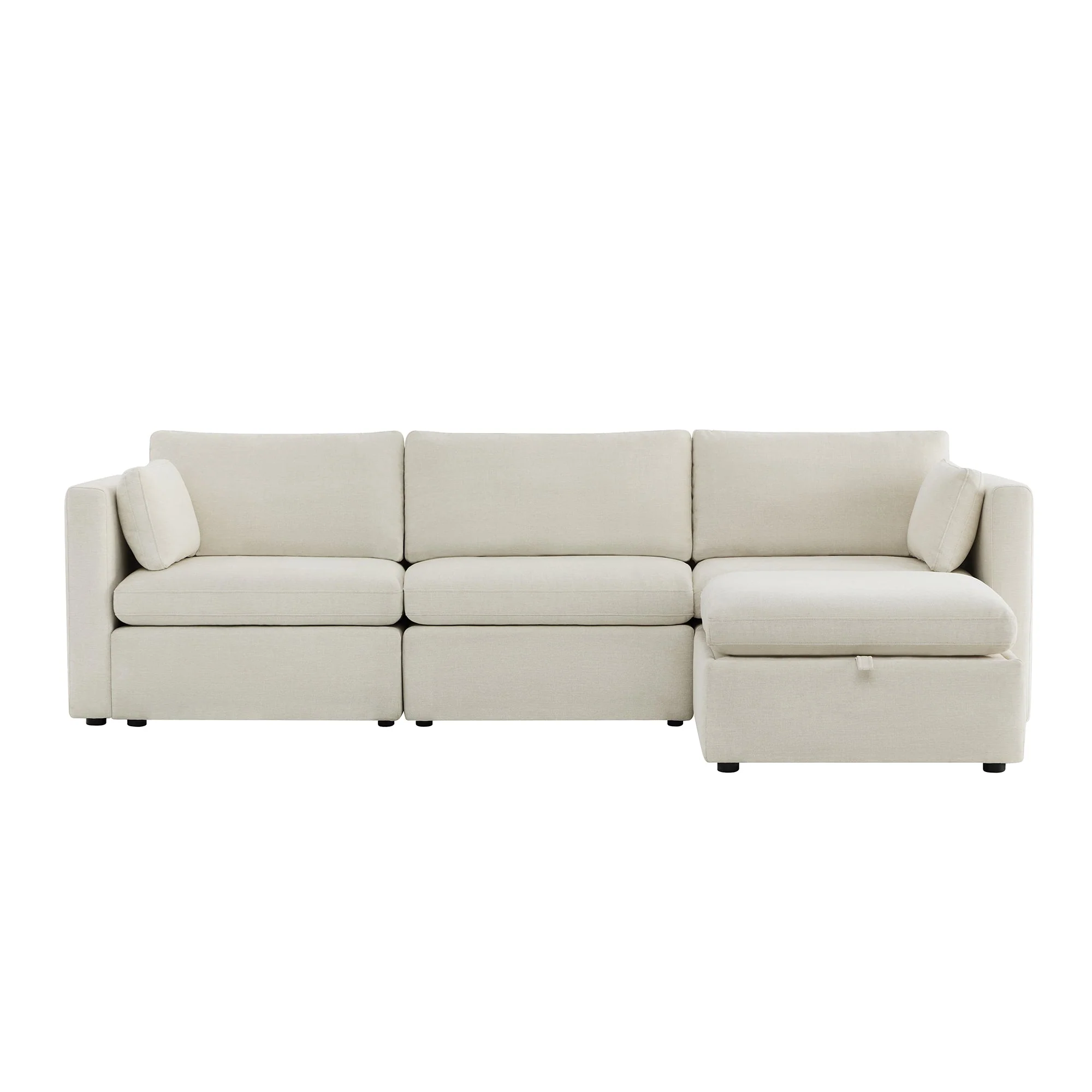 Delaney 4-Seat Modular Sofa Chaise with Storage Ottoman - Image 3