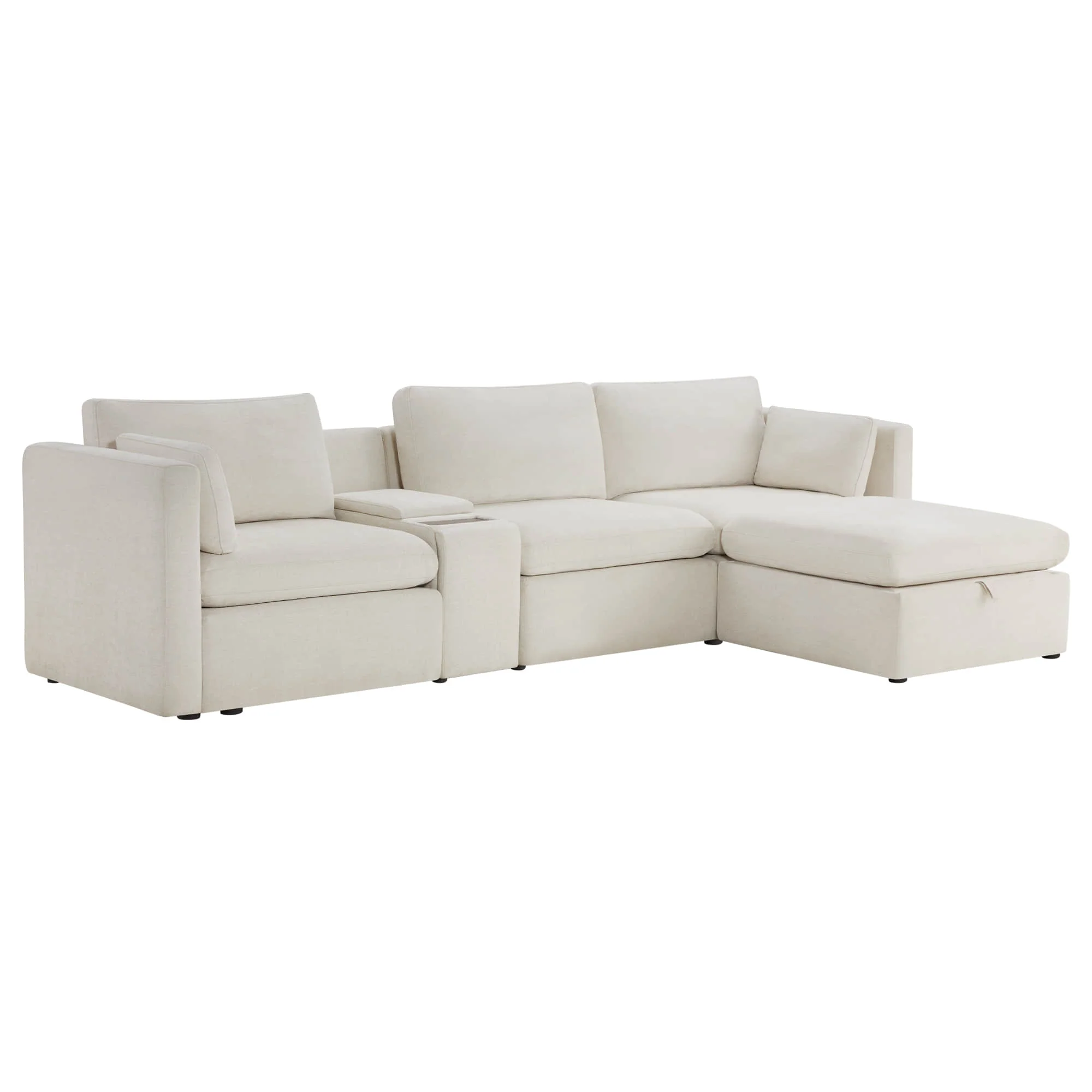 Delaney 4-Seat Modular Sofa Chaise with Storage Ottoman - Image 11