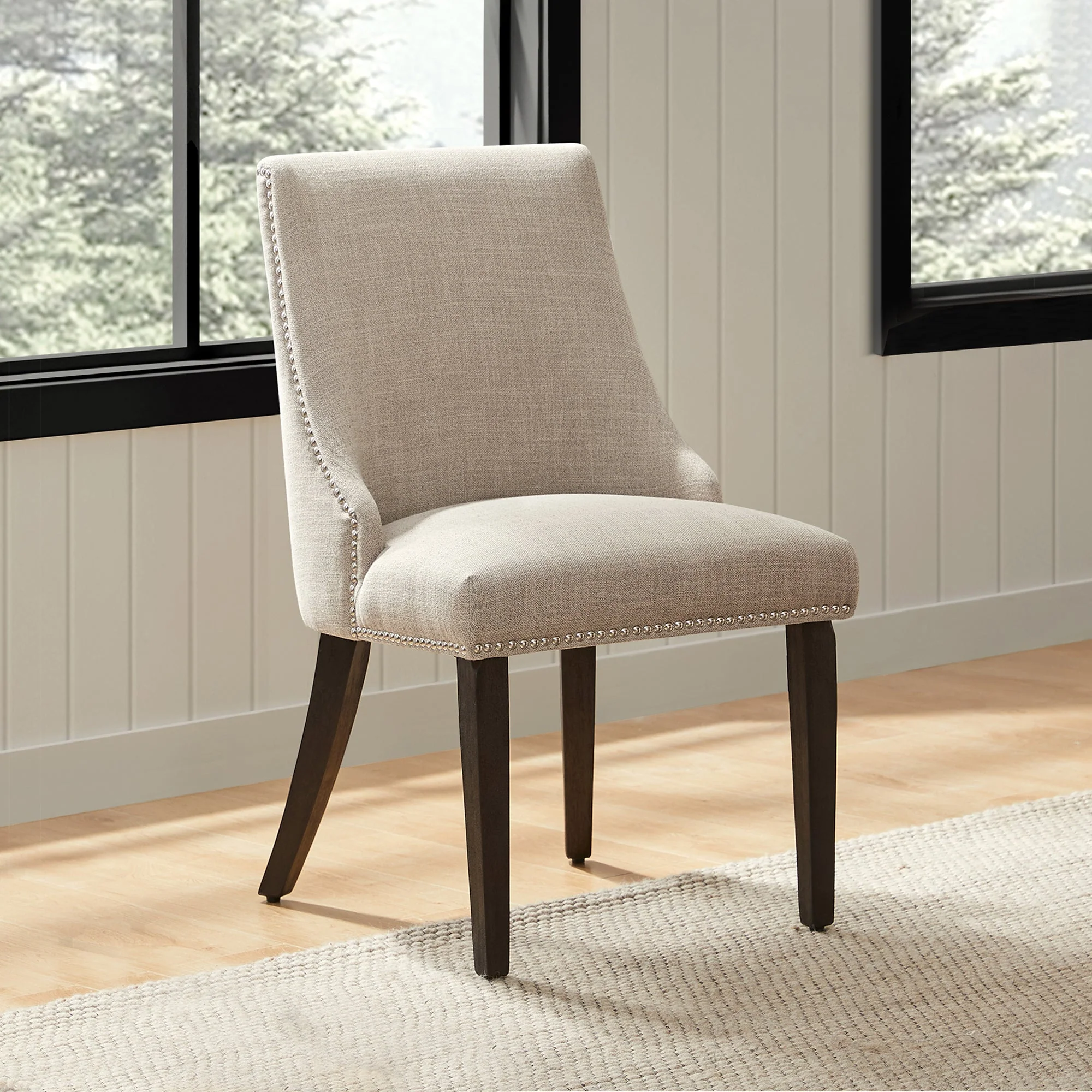 Asher Upholstered Dining Chair with Nailhead Trim (Set of 2) - Image 4