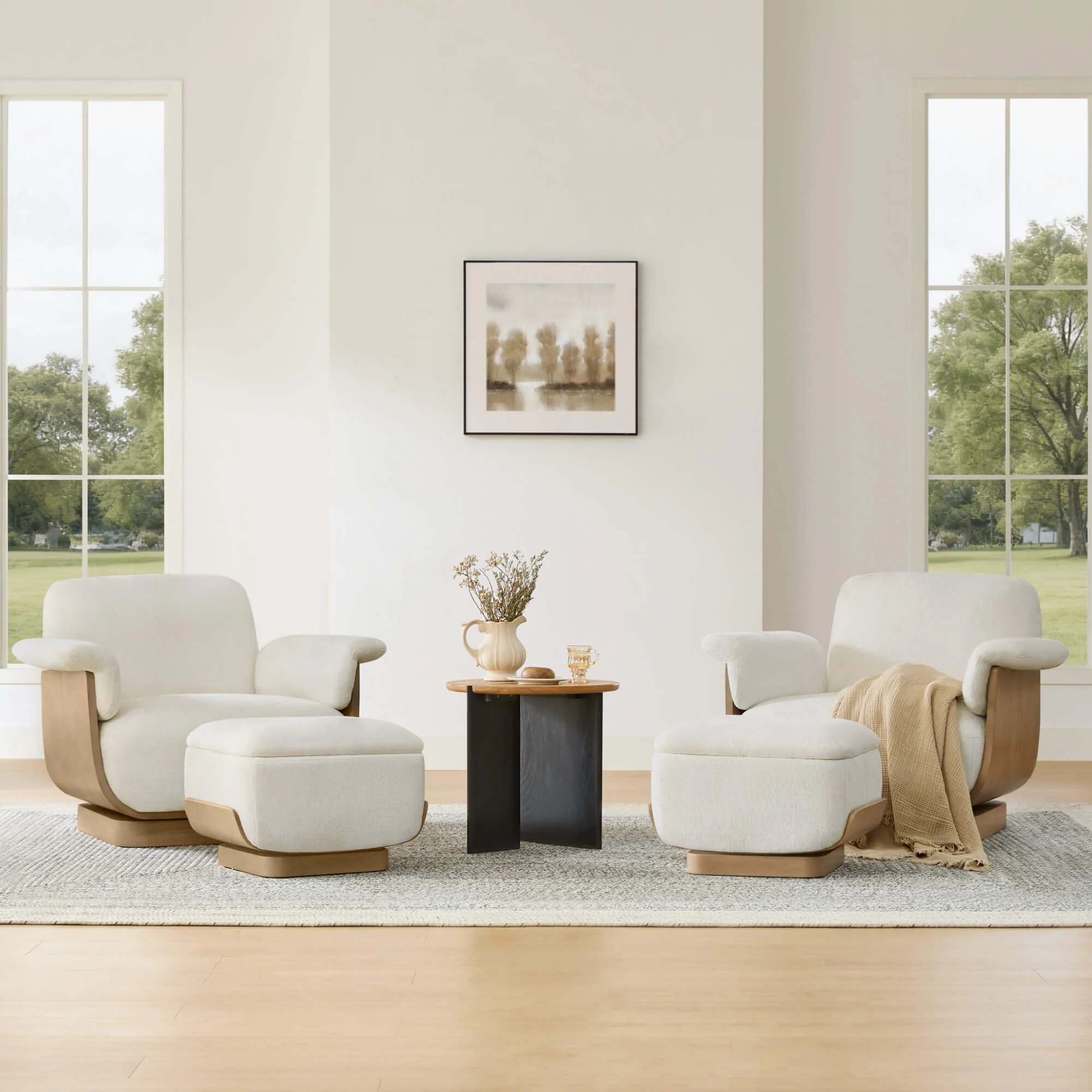 Aspen Modern Round Swivel Chair with Storage Ottoman - Image 10