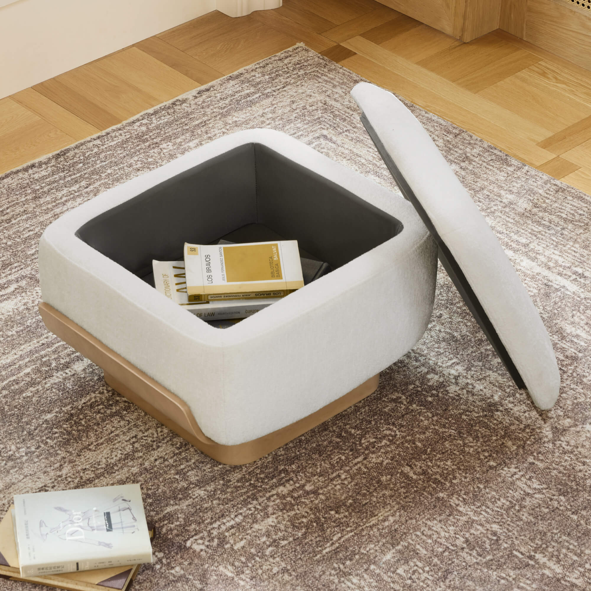 Aspen Modern Round Swivel Chair with Storage Ottoman - Image 12