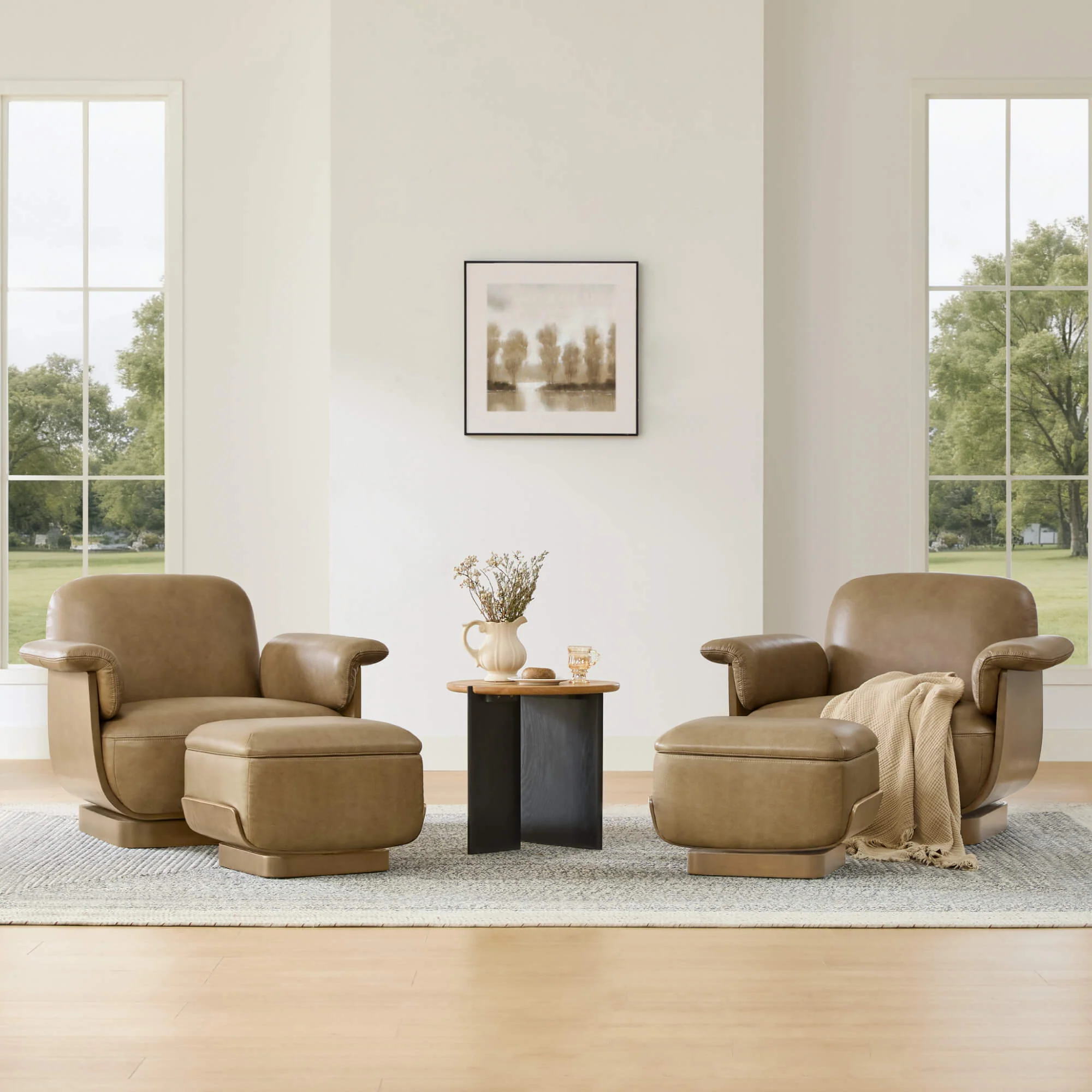 Aspen Modern Round Swivel Chair with Storage Ottoman - Image 13