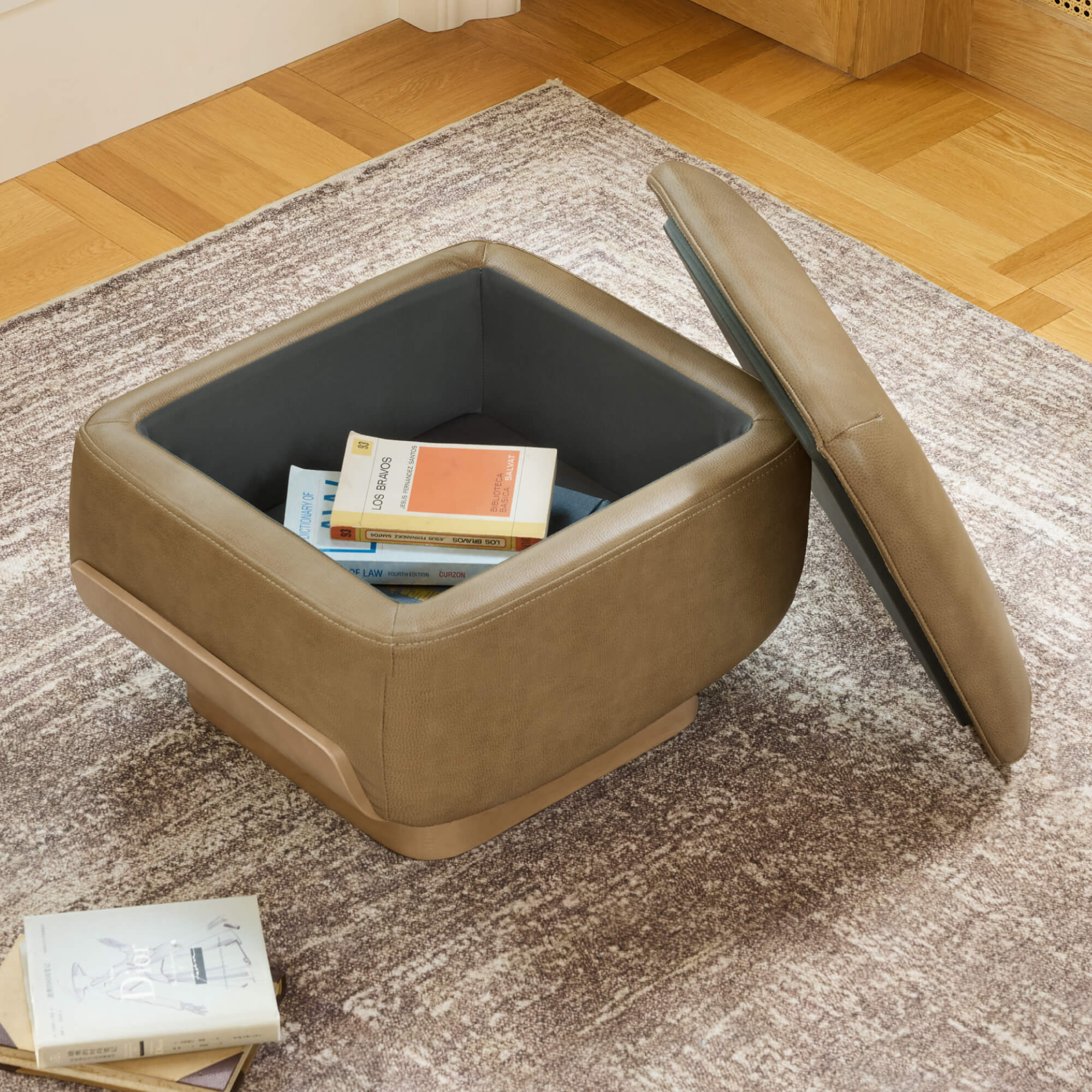 Aspen Modern Round Swivel Chair with Storage Ottoman - Image 15