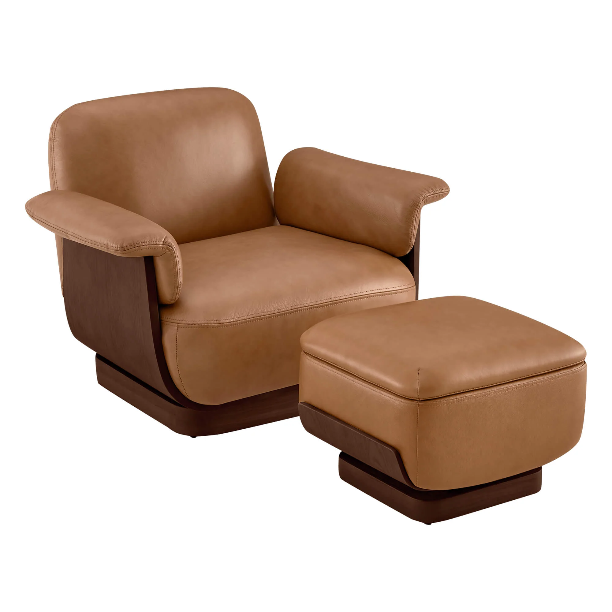 Aspen Modern Round Swivel Chair with Storage Ottoman - Image 23