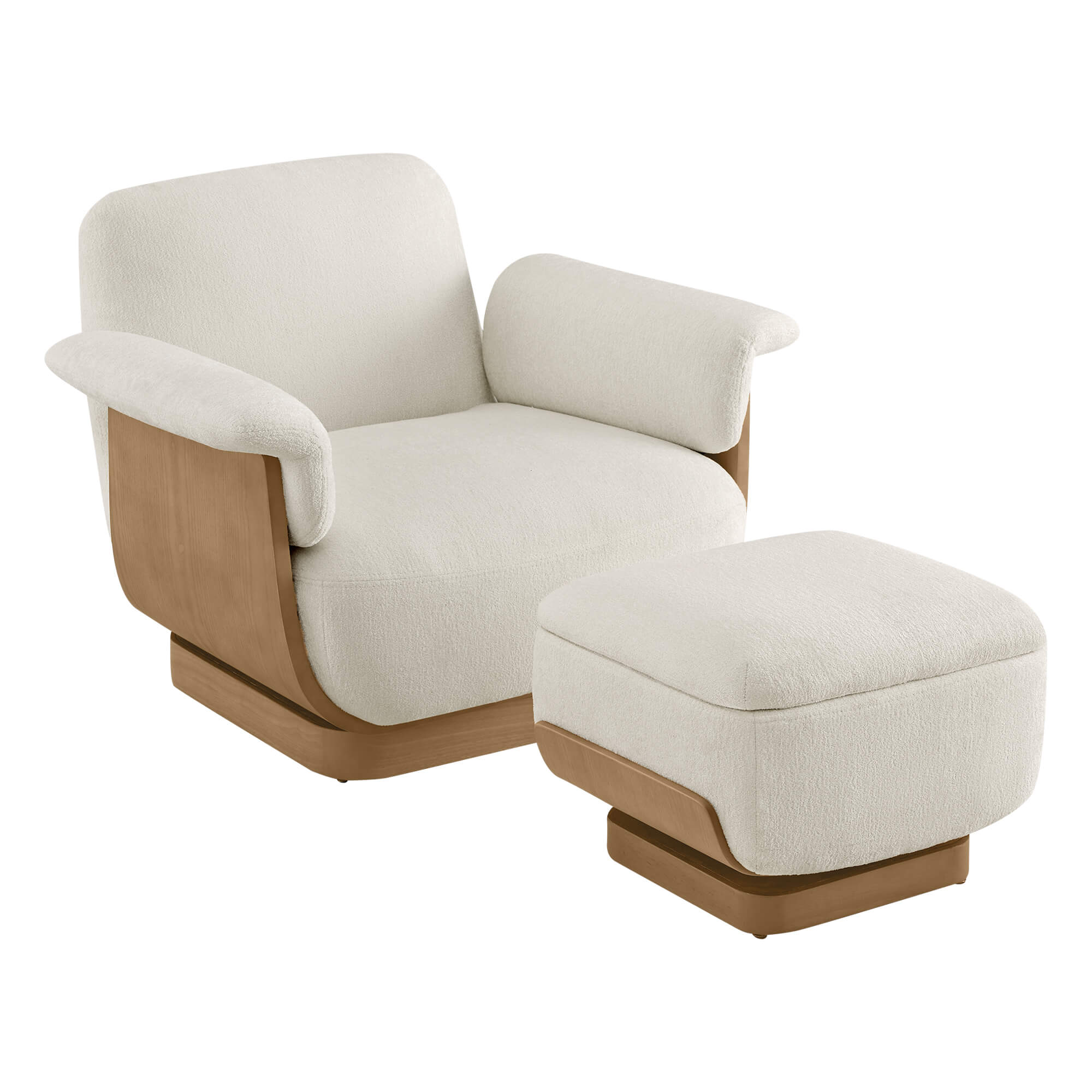 Aspen Modern Round Swivel Chair with Storage Ottoman - Image 34