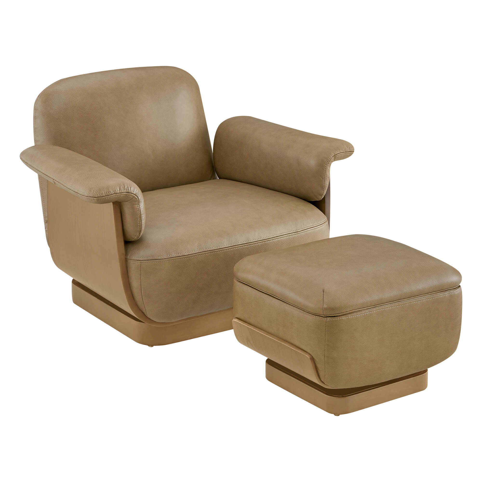 Aspen Modern Round Swivel Chair with Storage Ottoman - Image 45