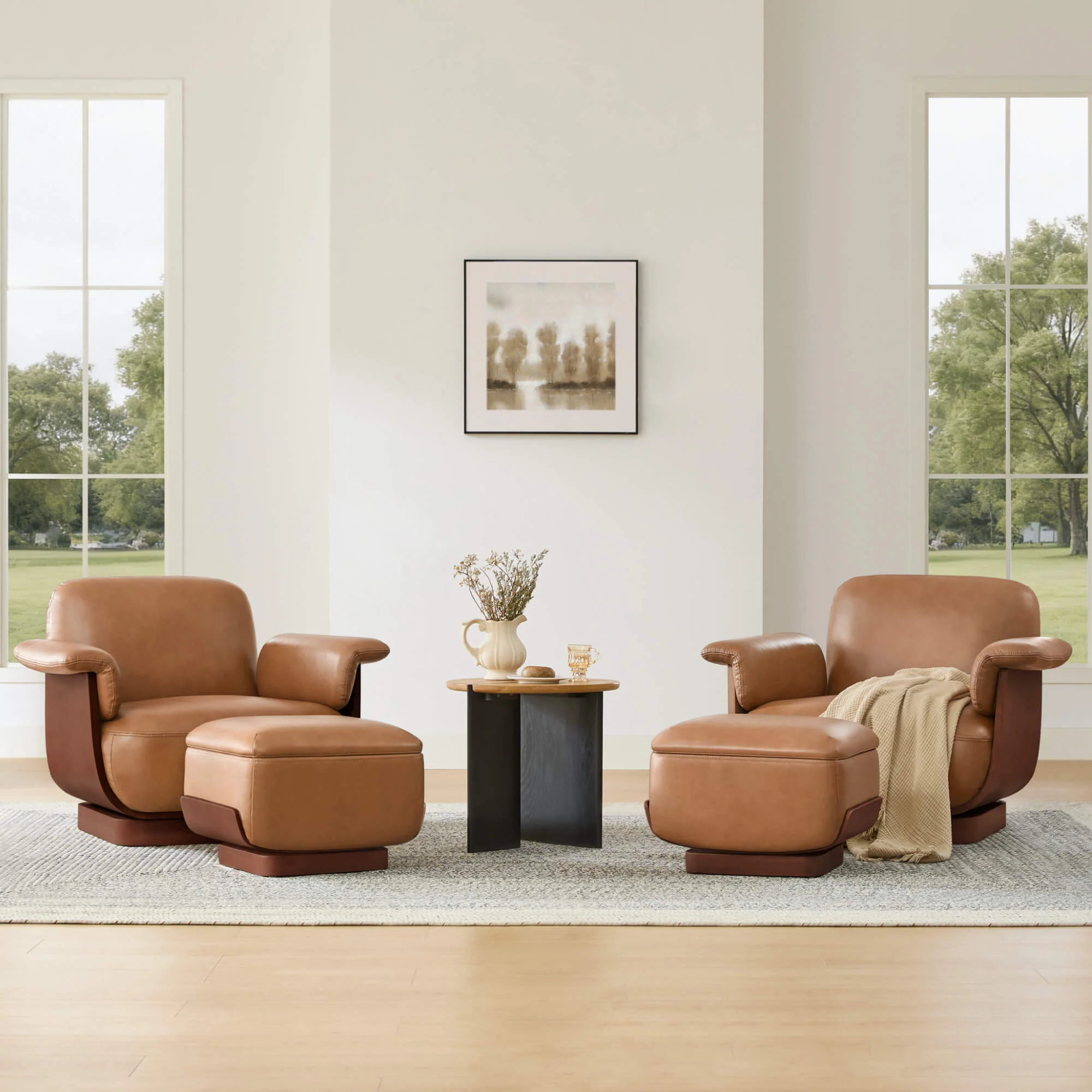 Aspen Modern Round Swivel Chair with Storage Ottoman - Image 9