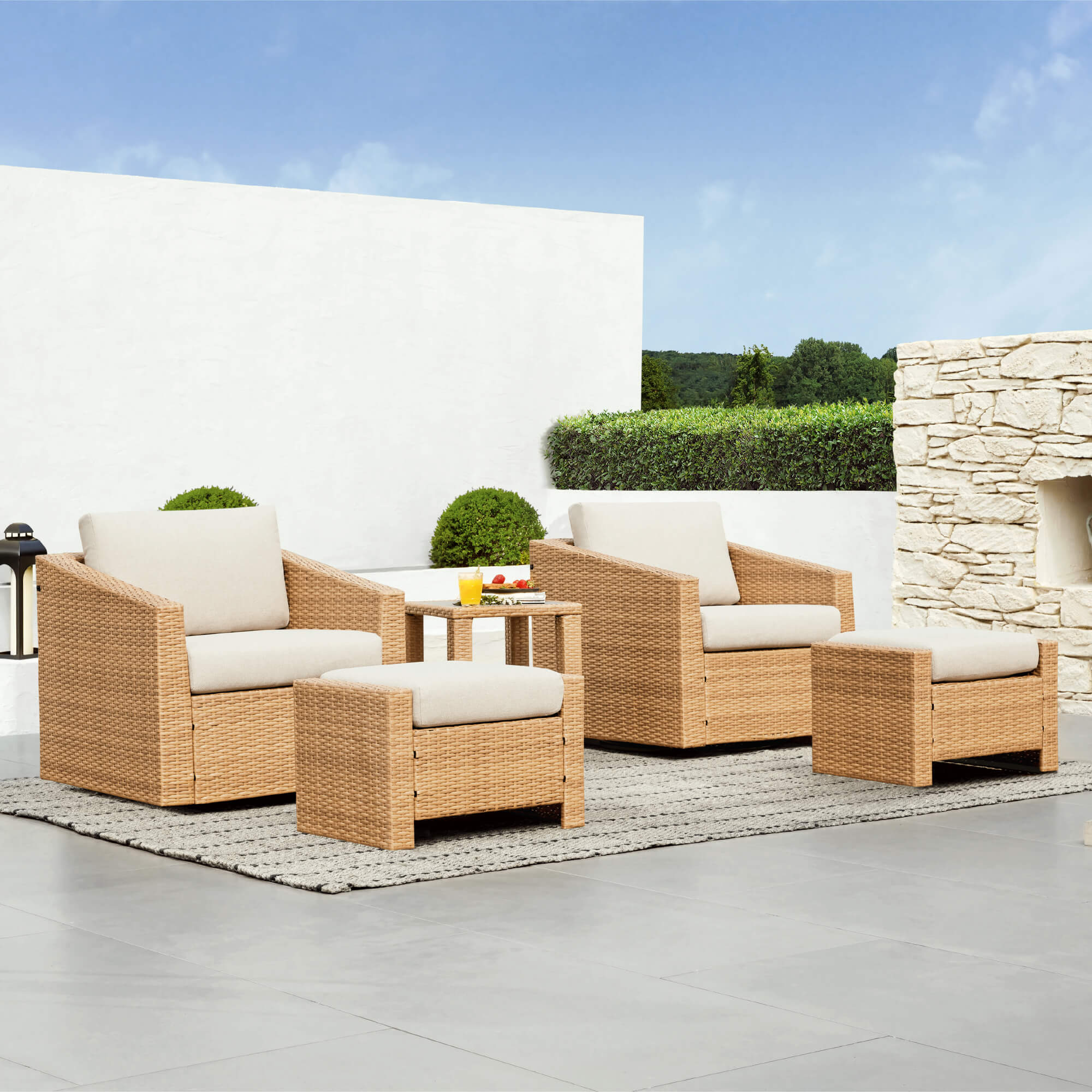Calum Rattan Outdoor 5-Piece Patio Set - Image 3