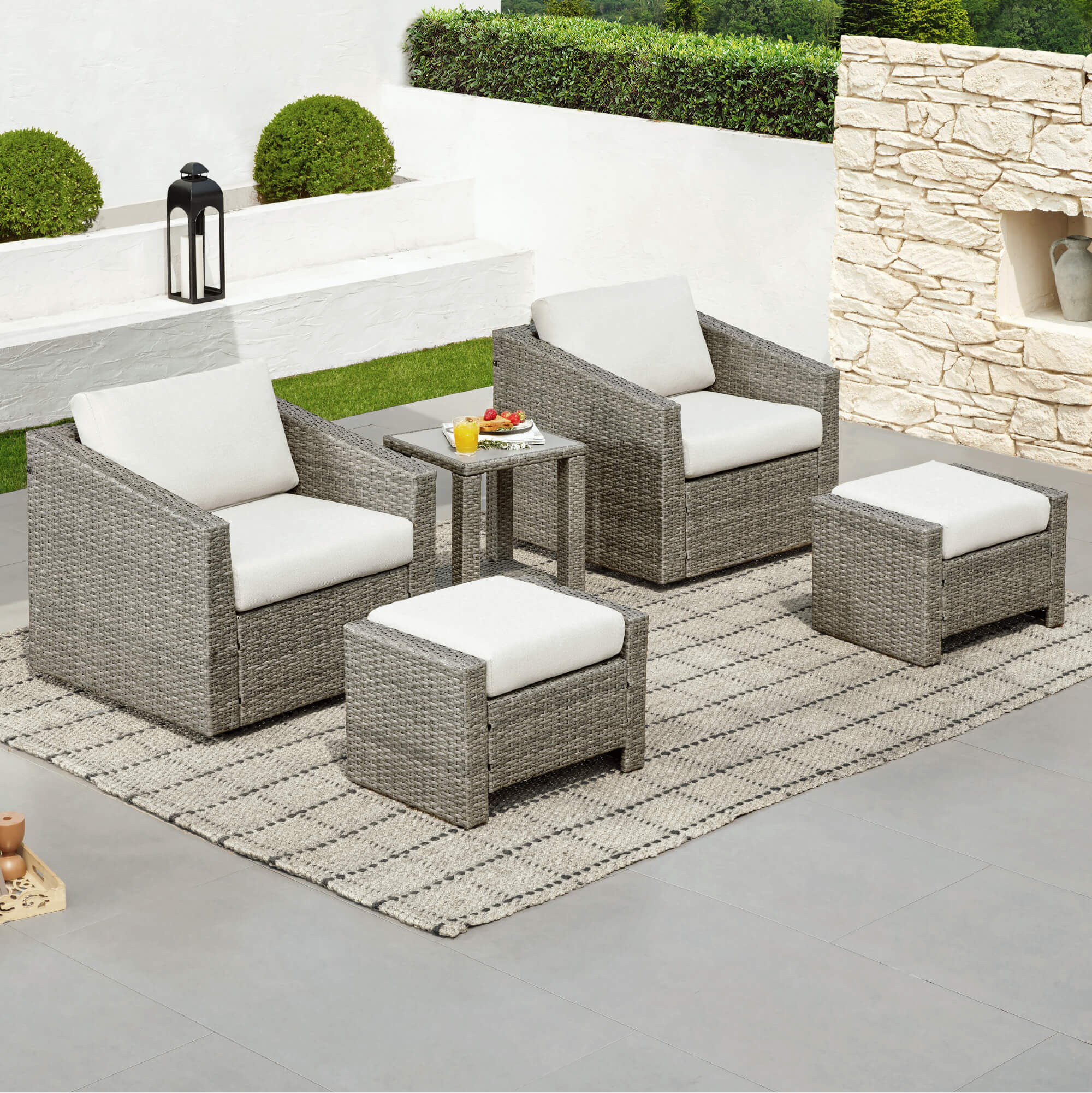 Calum Rattan Outdoor 5-Piece Patio Set - Image 4