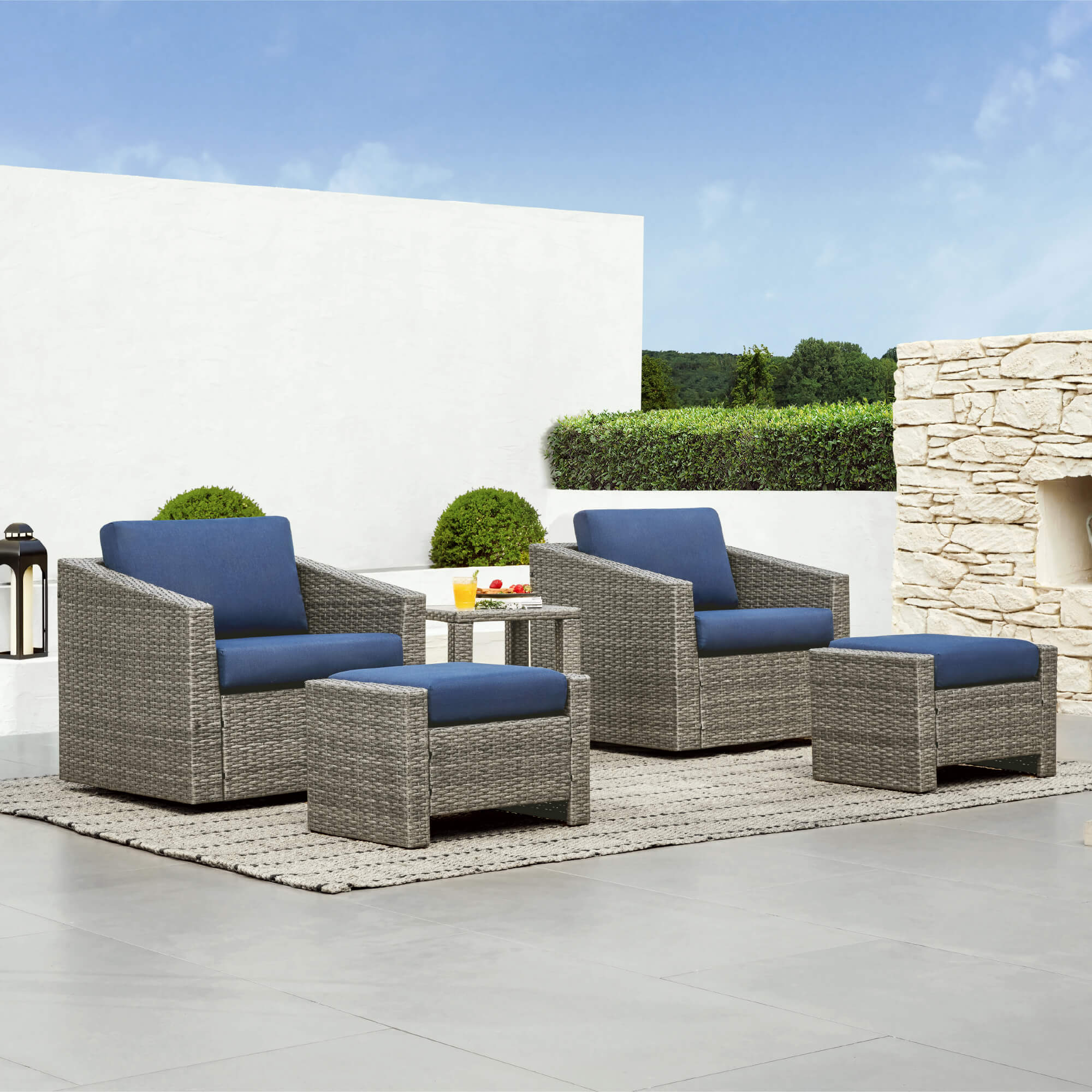 Calum Rattan Outdoor 5-Piece Patio Set - Image 76