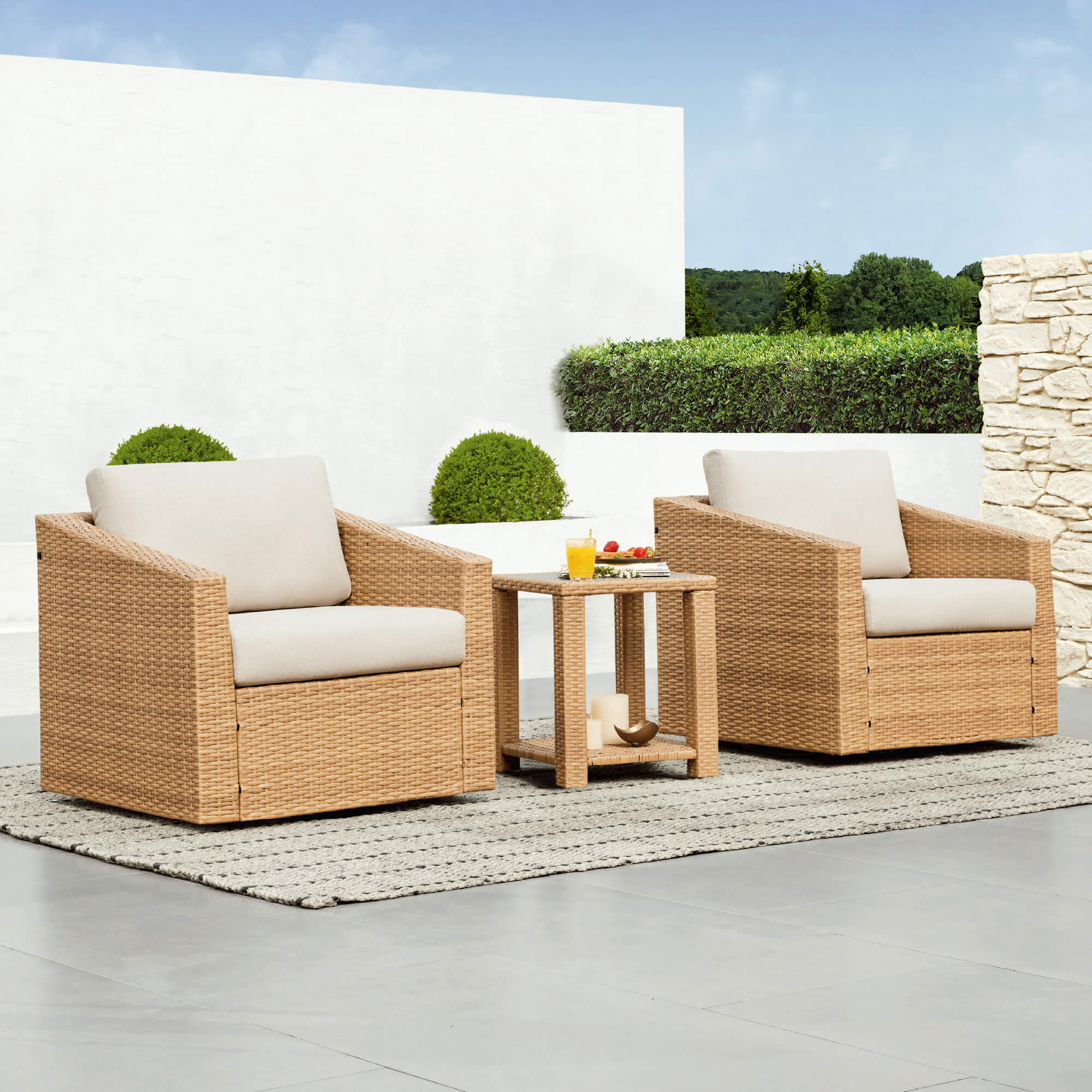 Calum Rattan Outdoor Bistro Set - Image 3