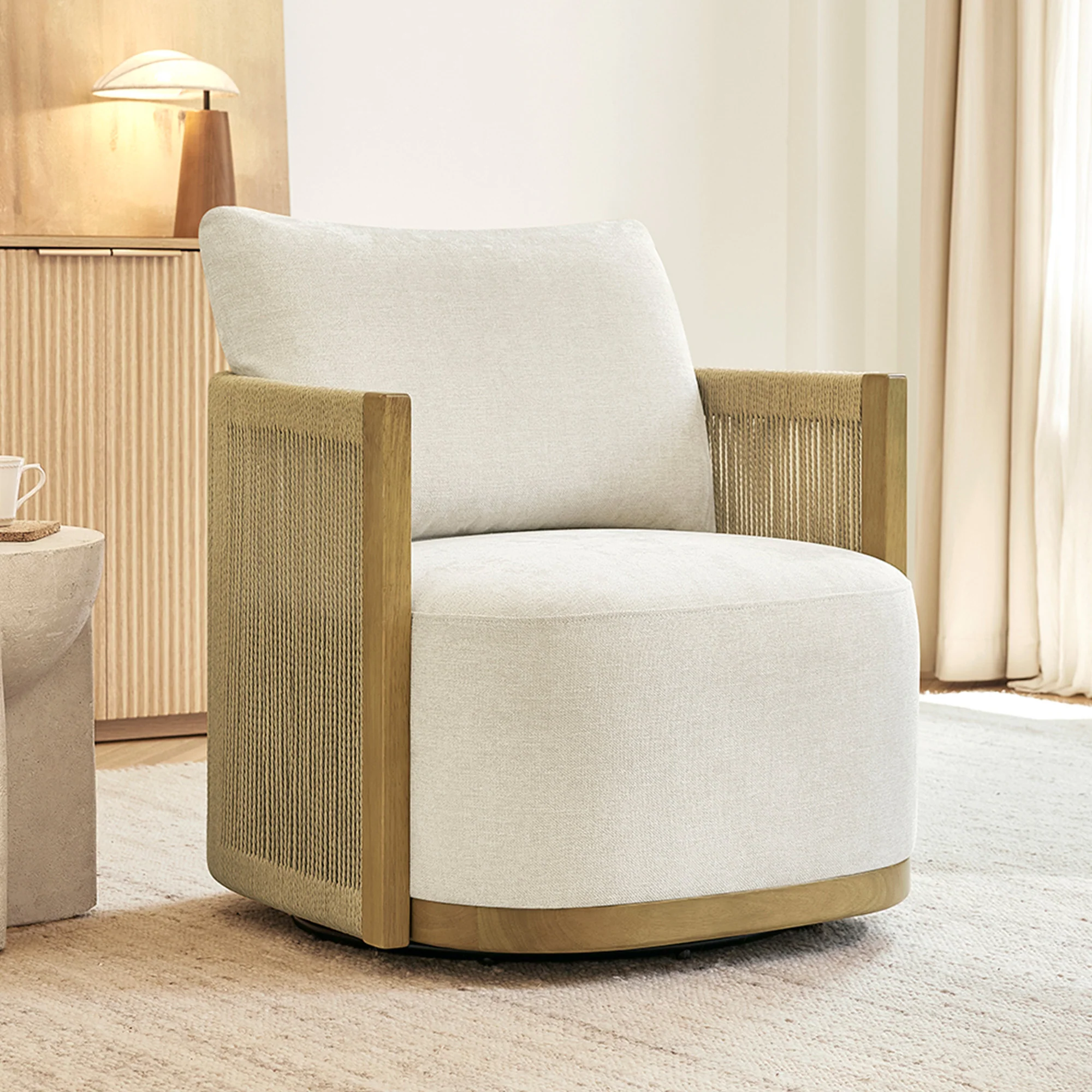 Carl Modern Swivel Rope Accent Chair - Image 18