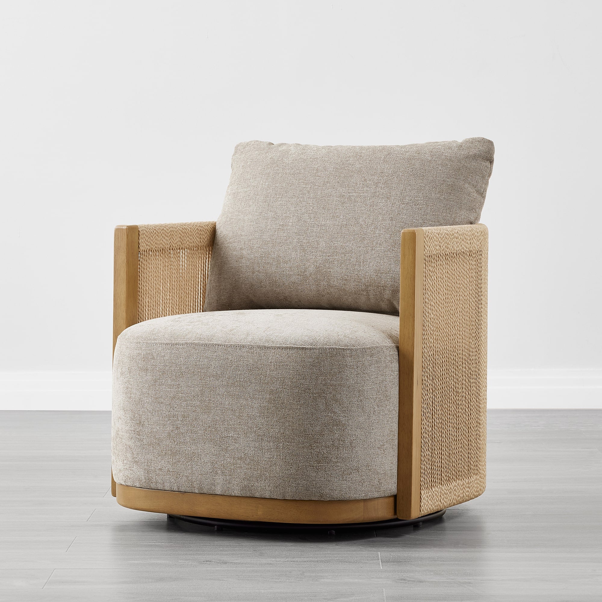 Carl Modern Swivel Rope Accent Chair - Image 5