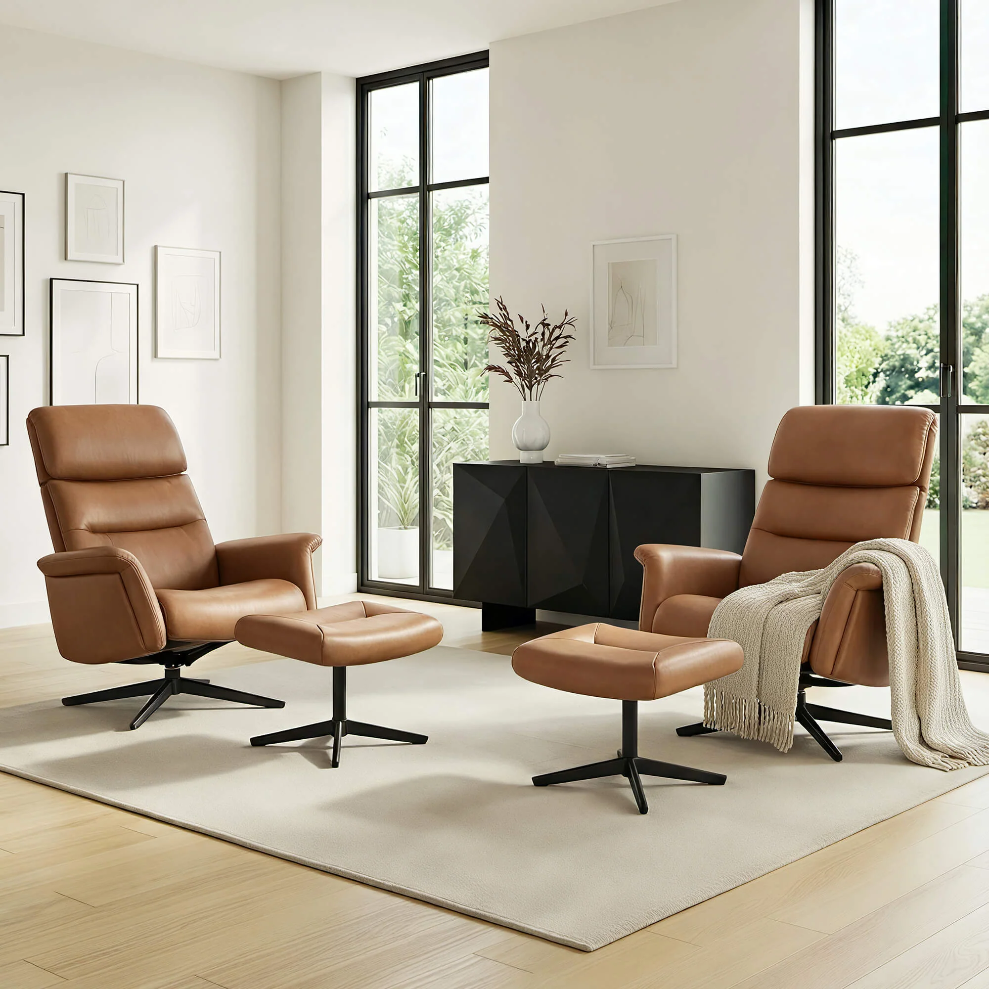Cary Genuine Leather Swivel Reclining Chair & Ottoman - Image 12
