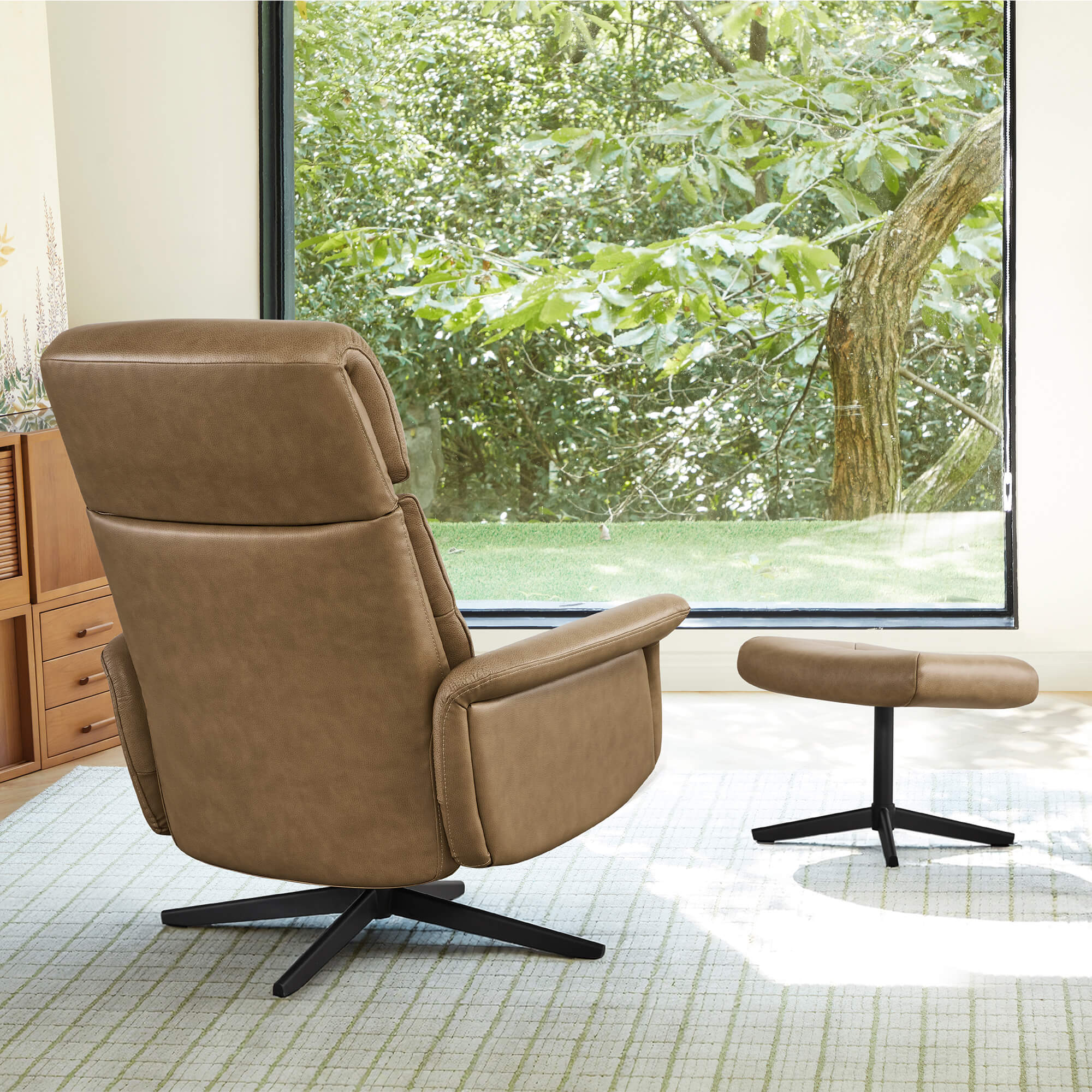 Cary Genuine Leather Swivel Reclining Chair & Ottoman - Image 14