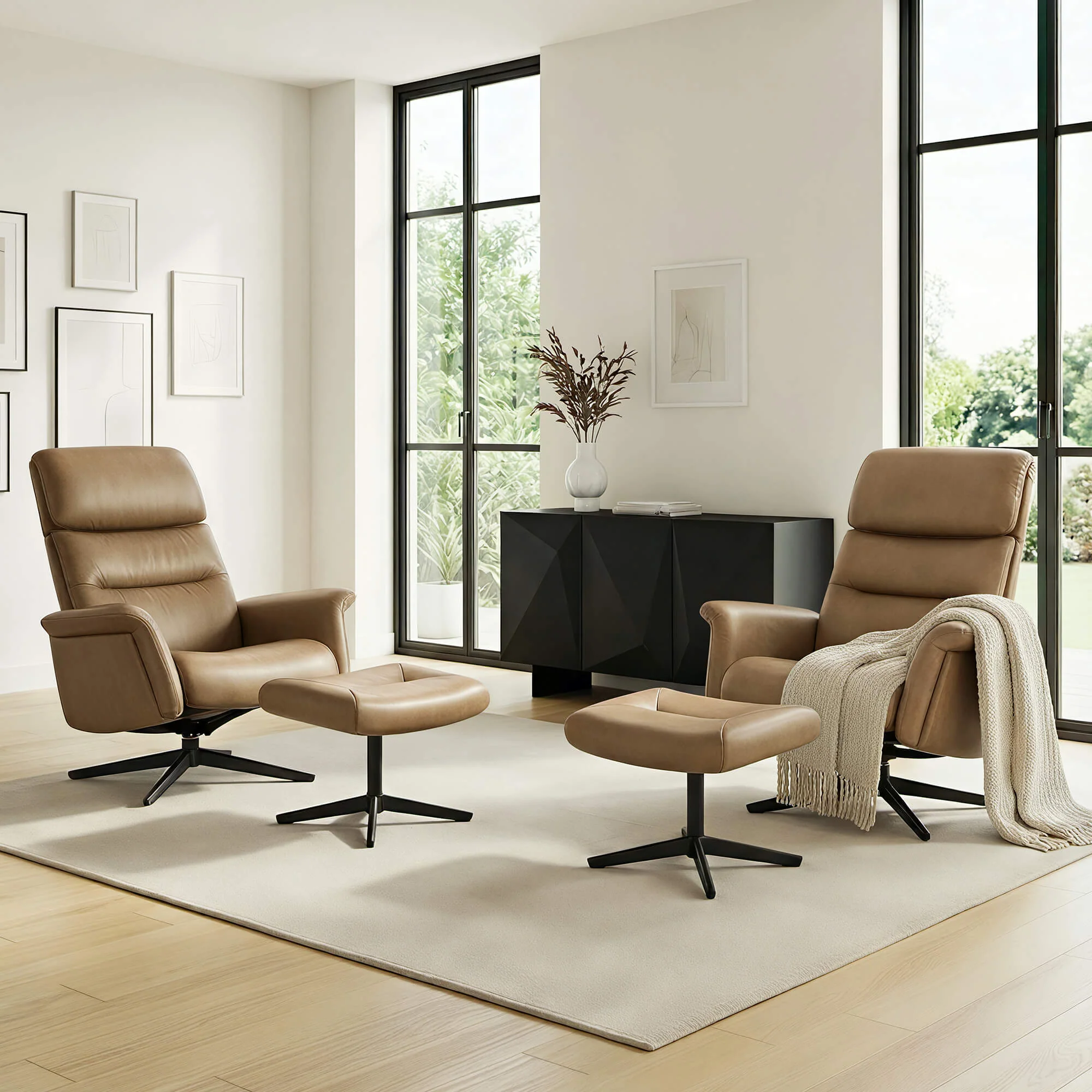 Cary Genuine Leather Swivel Reclining Chair & Ottoman - Image 16
