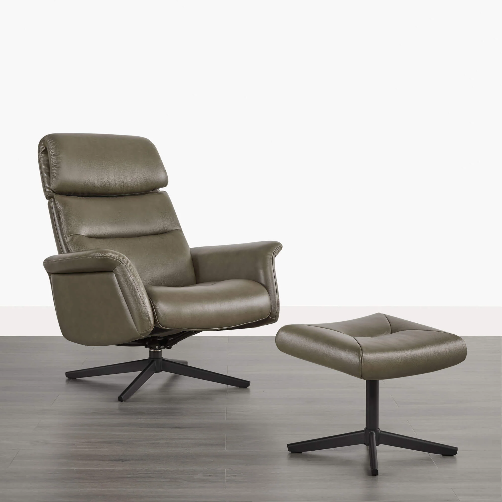 Cary Genuine Leather Swivel Reclining Chair & Ottoman - Image 29