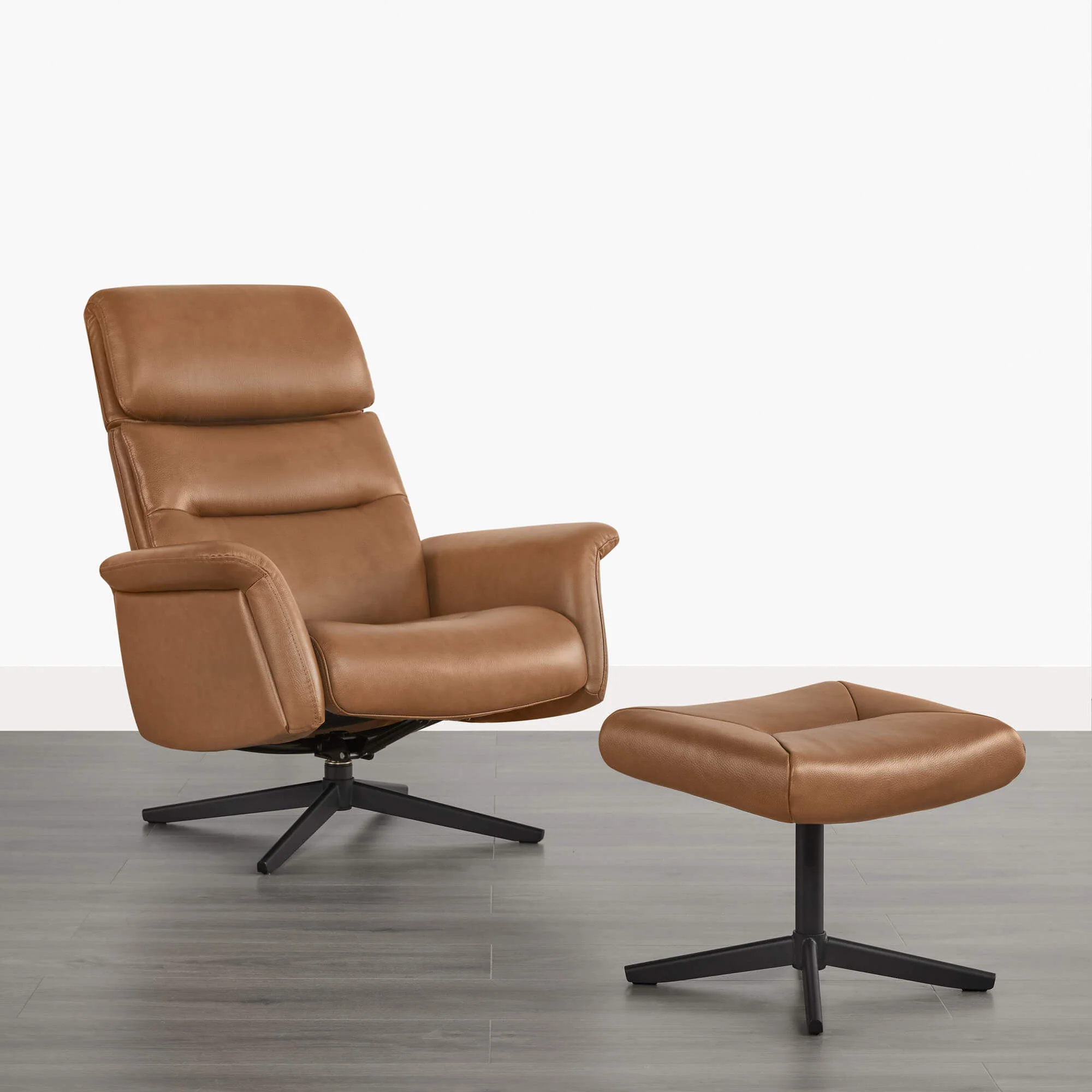 Cary Genuine Leather Swivel Reclining Chair & Ottoman - Image 38