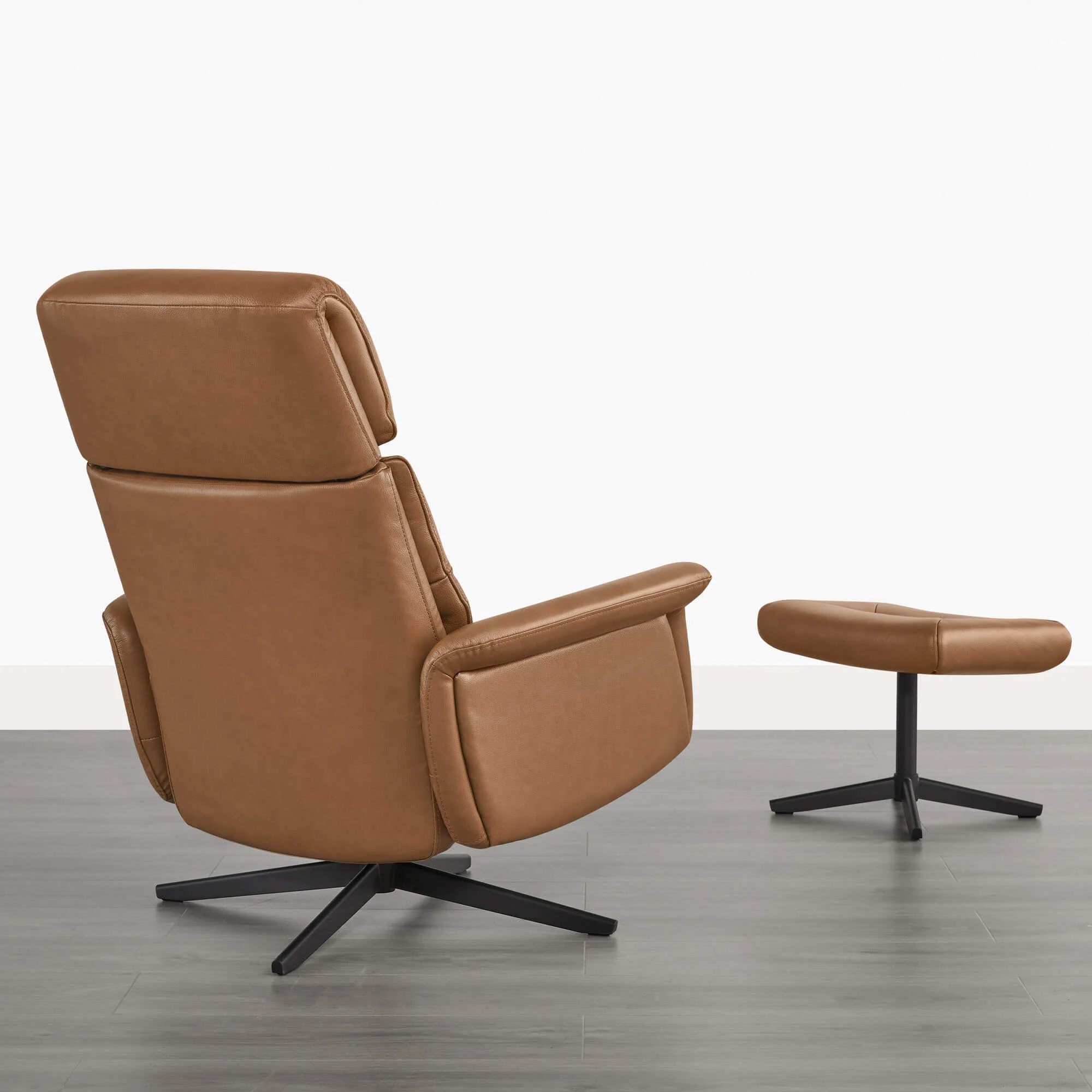 Cary Genuine Leather Swivel Reclining Chair & Ottoman - Image 40