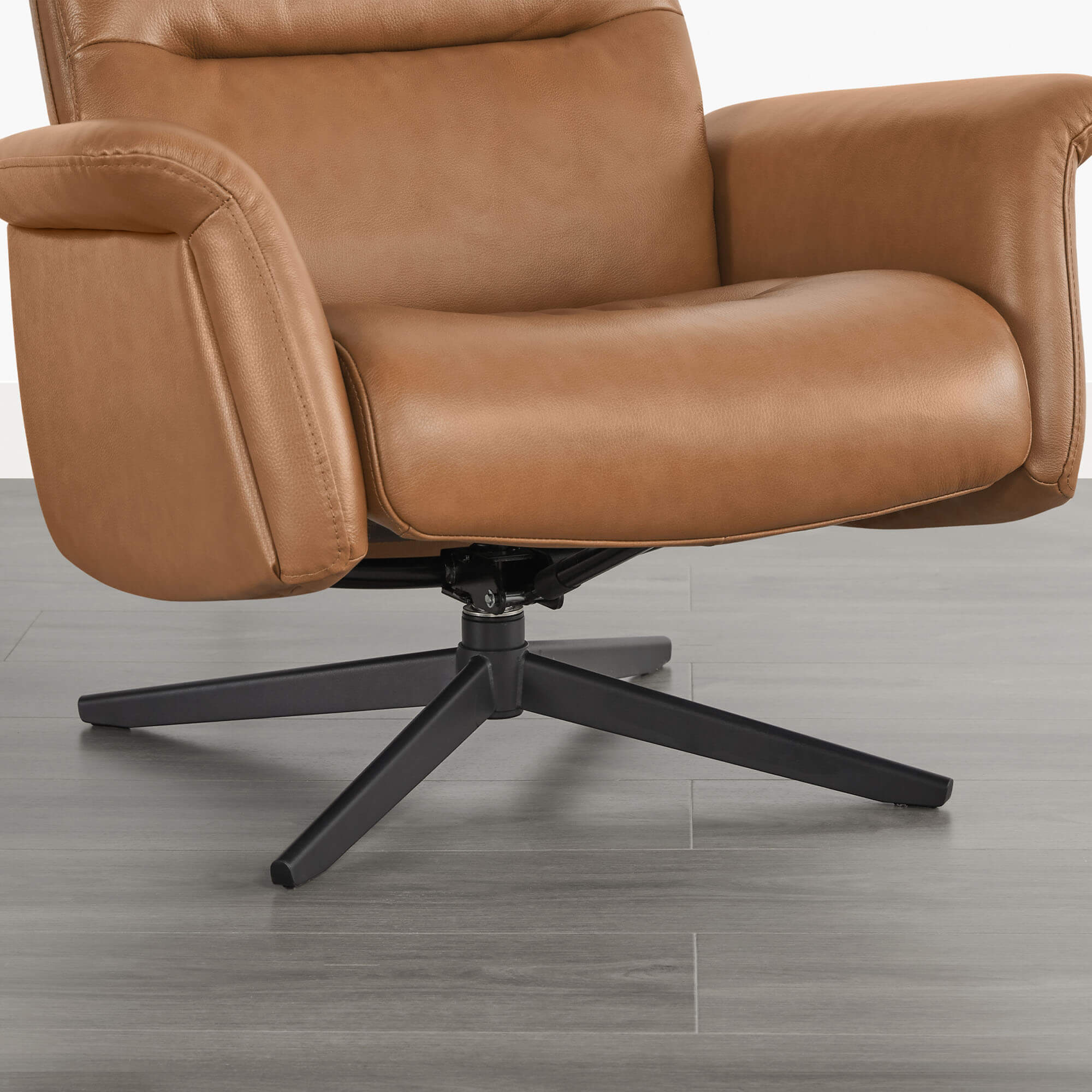 Cary Genuine Leather Swivel Reclining Chair & Ottoman - Image 42