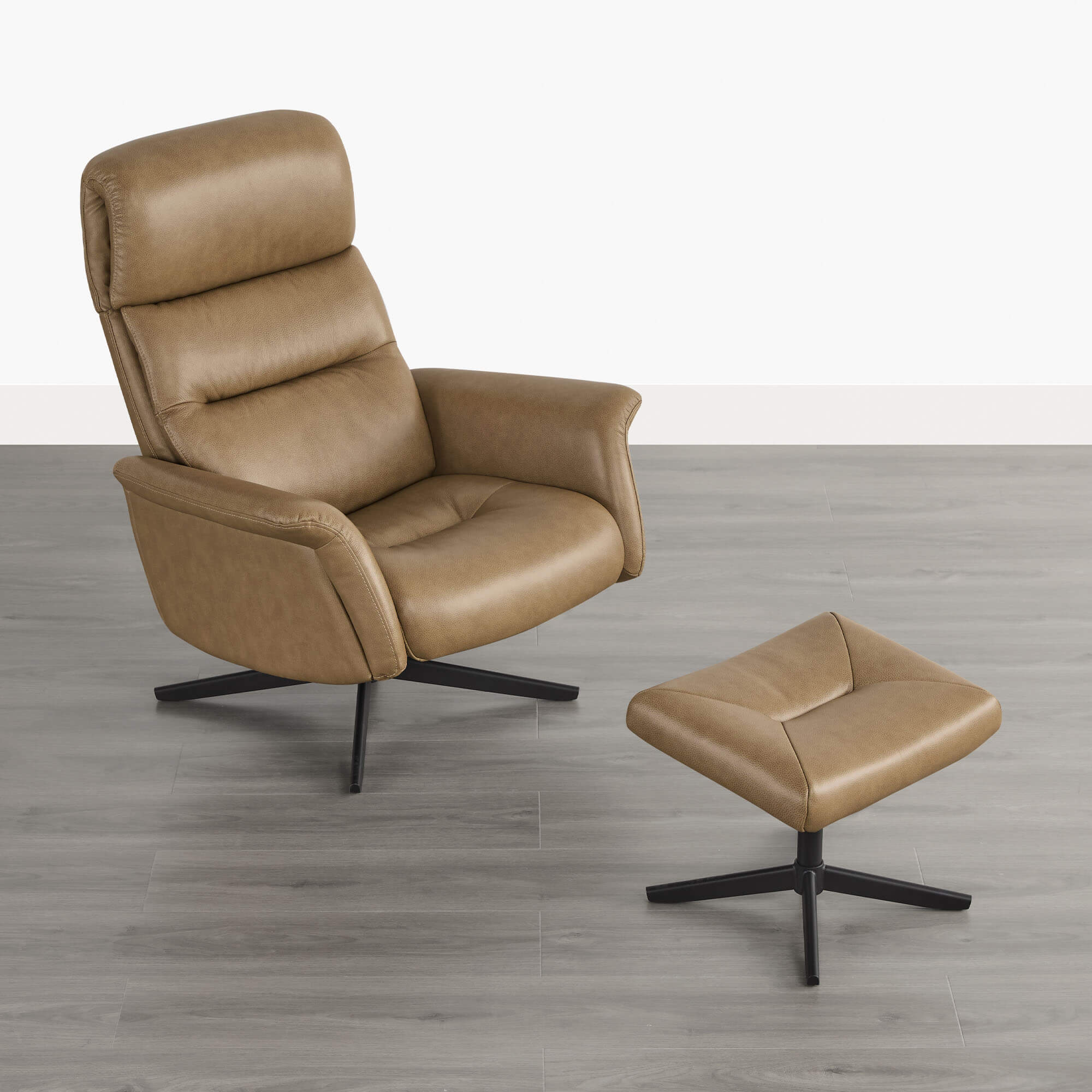 Cary Genuine Leather Swivel Reclining Chair & Ottoman - Image 49