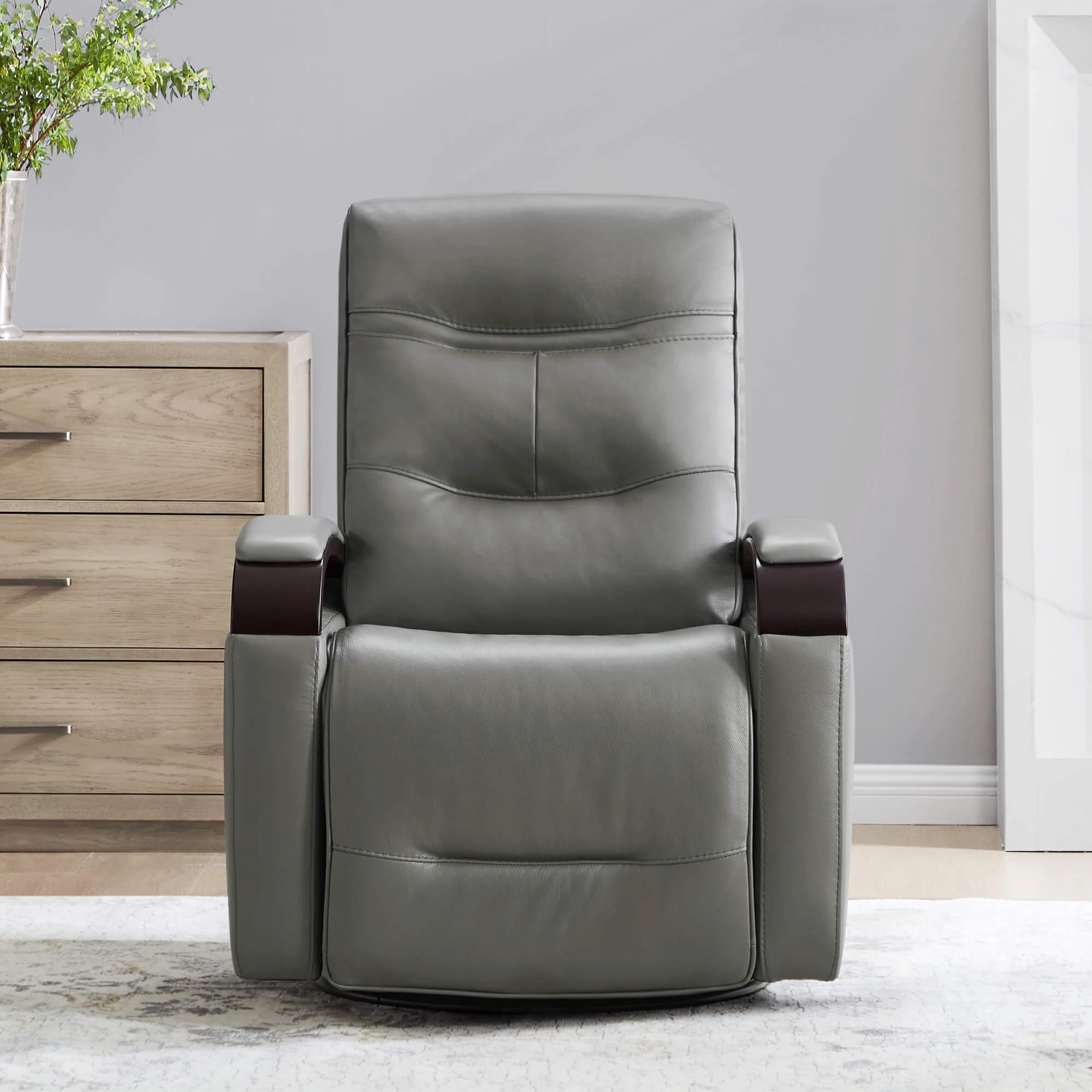 Gentry Leather Power Swivel Glider Recliner with Charging Port - Image 32