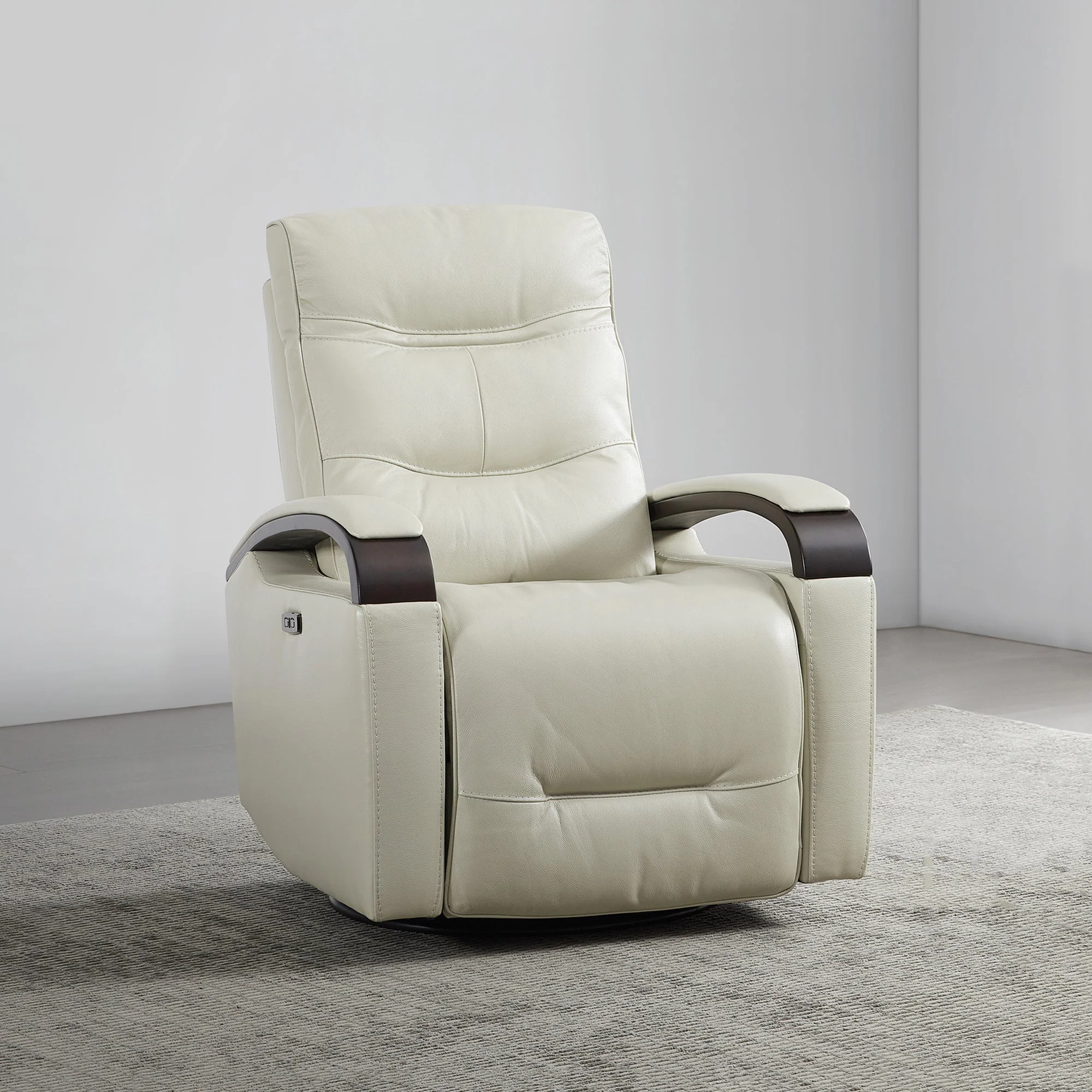 Gentry Leather Power Swivel Glider Recliner with Charging Port - Image 8