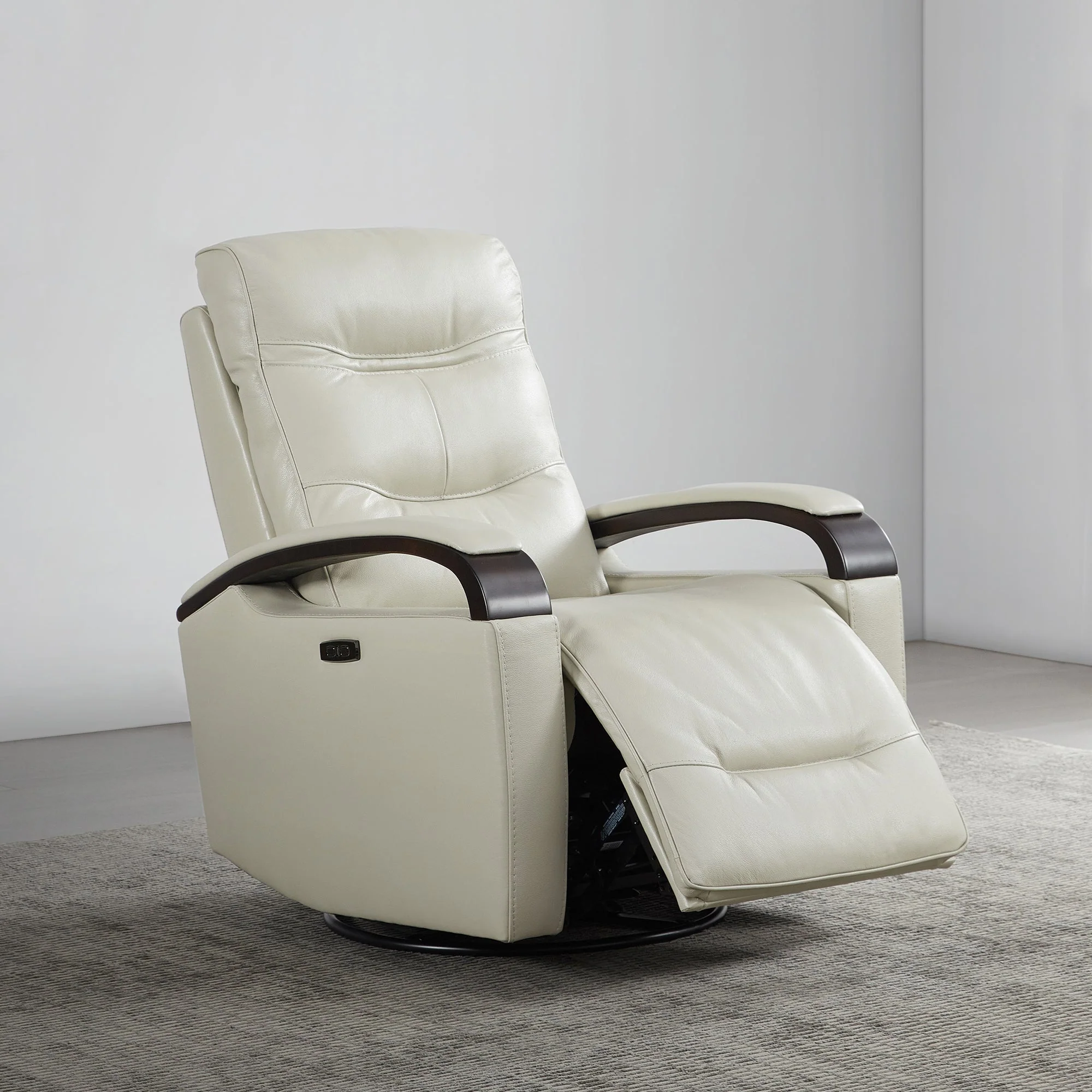 Gentry Leather Power Swivel Glider Recliner with Charging Port - Image 9