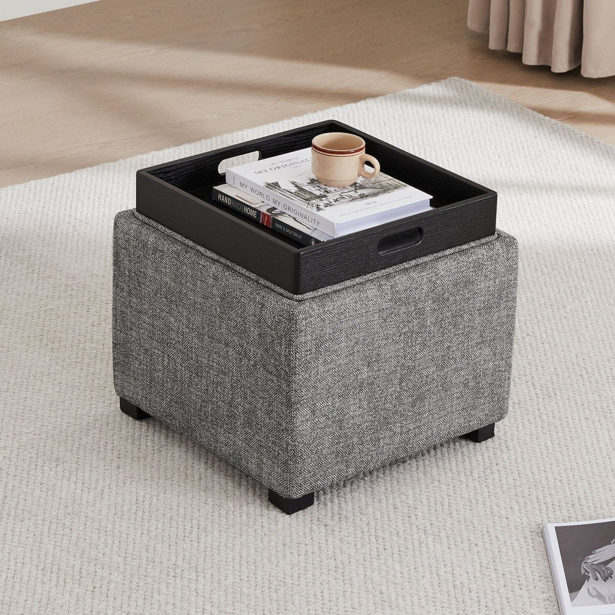 Cube Storage Ottoman - Fabric & Leather - Image 33