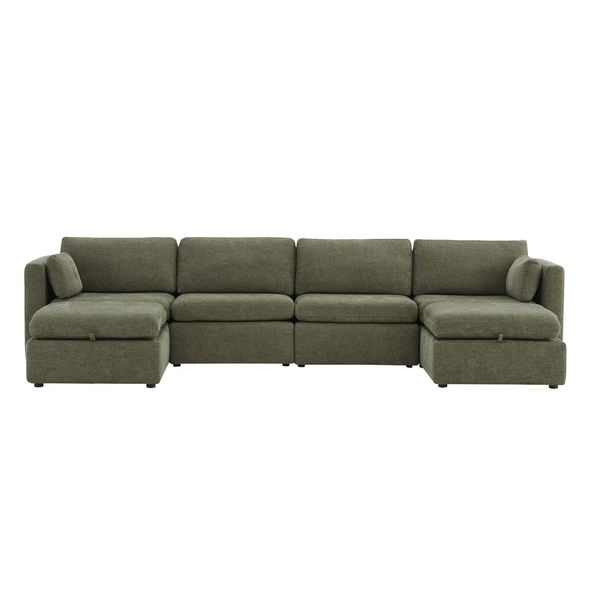 Delaney 6-Seat Modular Sofa Chaise with Storage Ottomans - Image 103