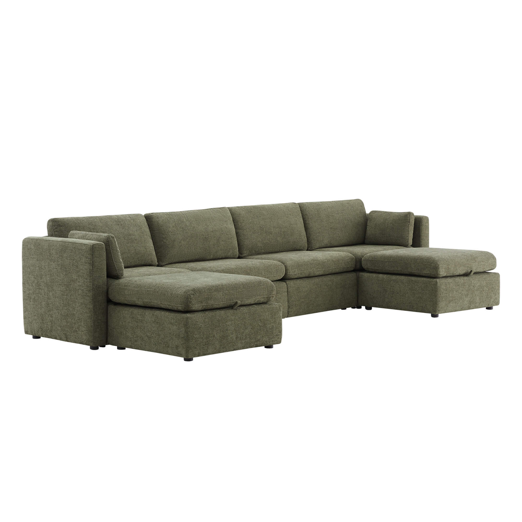 Delaney 6-Seat Modular Sofa Chaise with Storage Ottomans - Image 105
