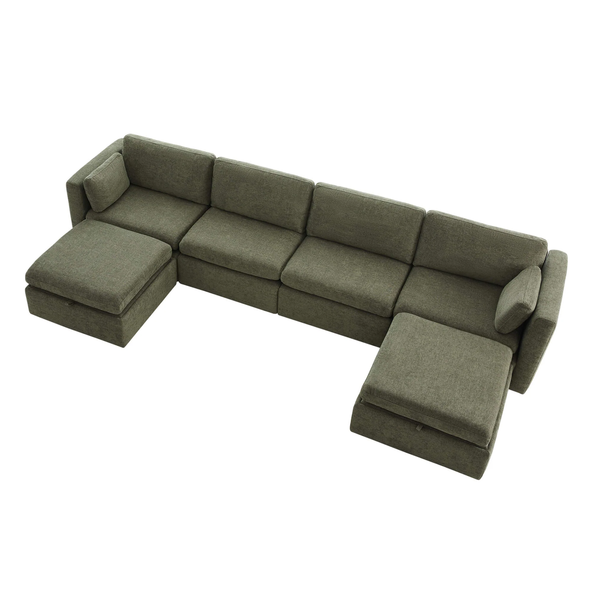 Delaney 6-Seat Modular Sofa Chaise with Storage Ottomans - Image 107