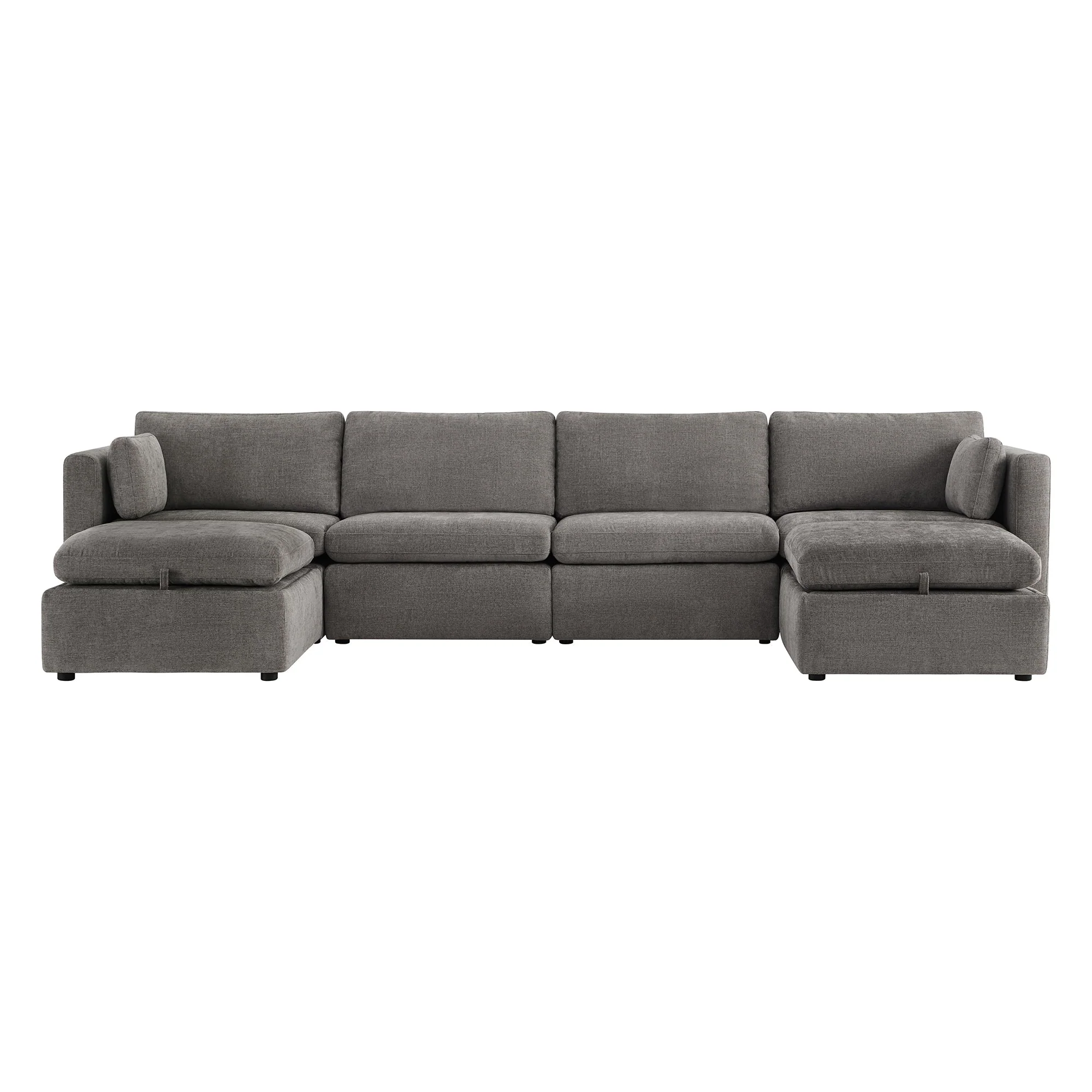 Delaney 6-Seat Modular Sofa Chaise with Storage Ottomans - Image 25