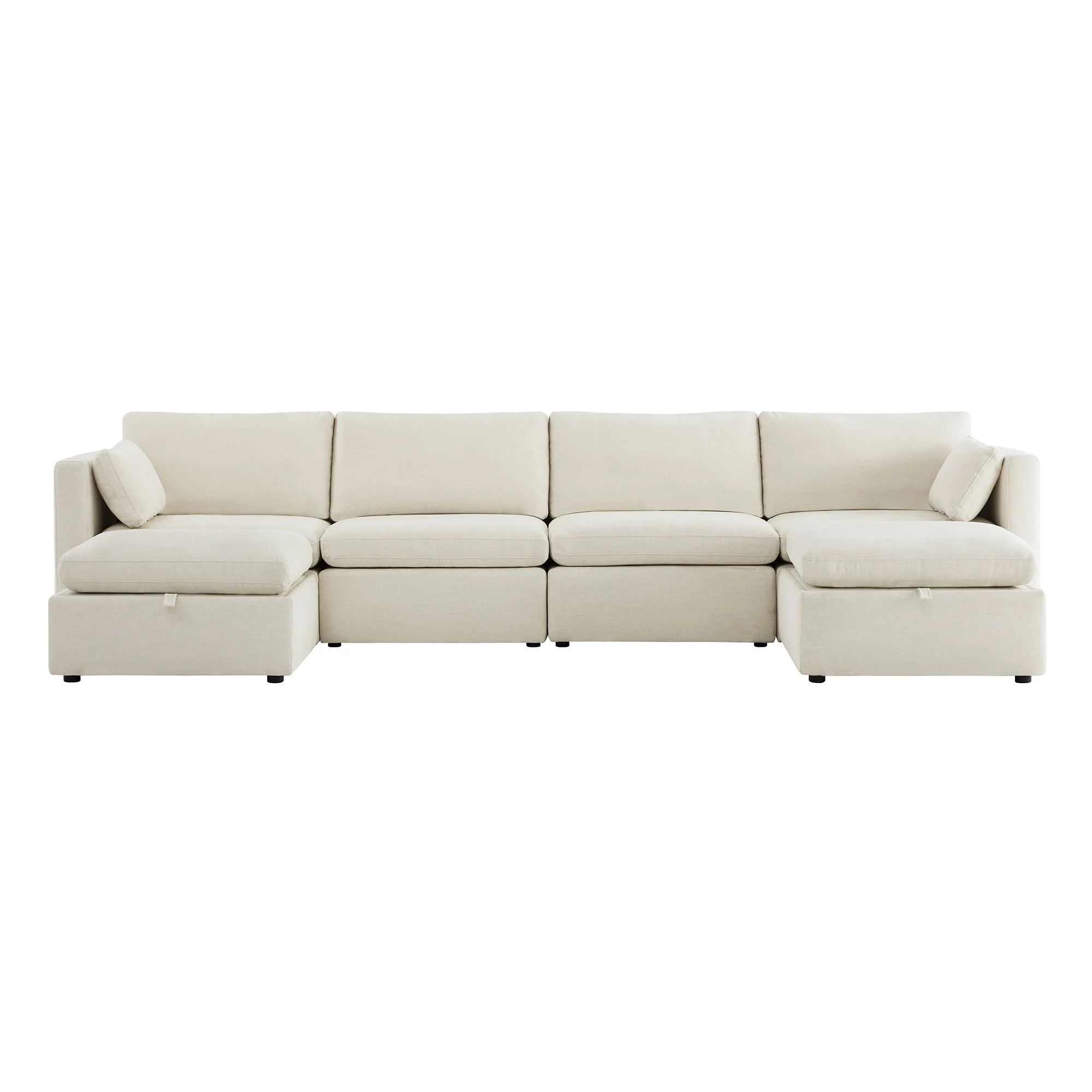 Delaney 6-Seat Modular Sofa Chaise with Storage Ottomans - Image 3