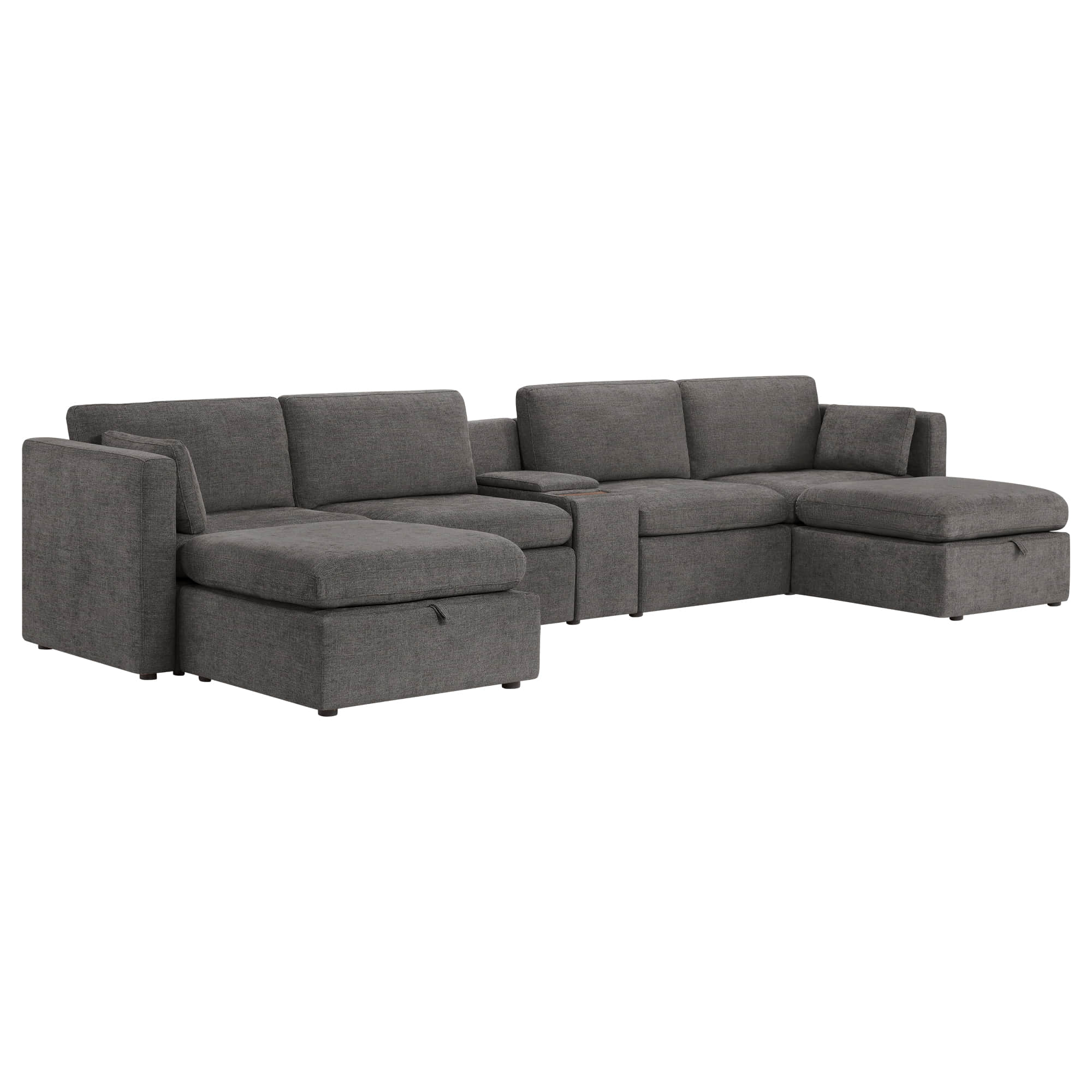 Delaney 6-Seat Modular Sofa Chaise with Storage Ottomans - Image 30