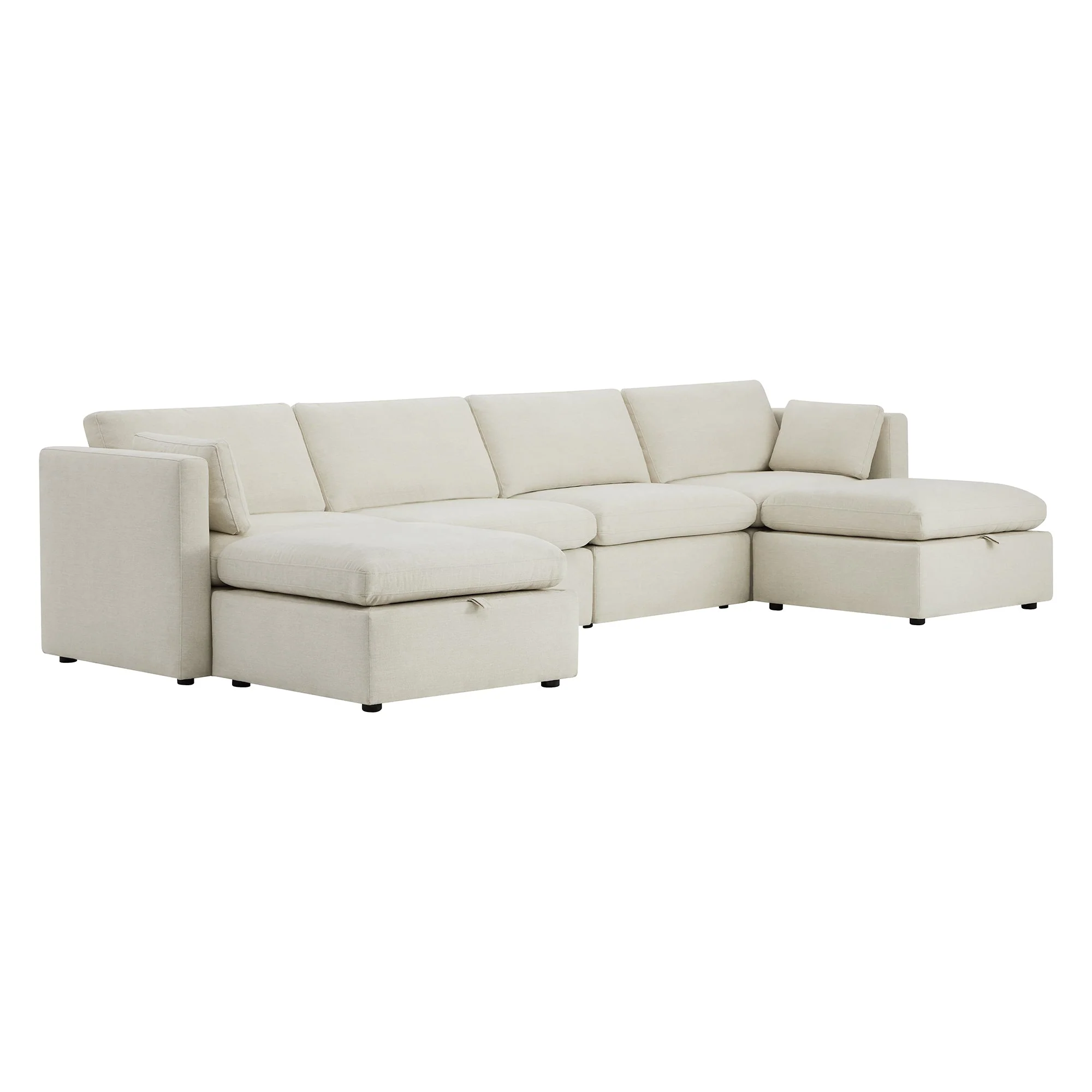 Delaney 6-Seat Modular Sofa Chaise with Storage Ottomans - Image 4