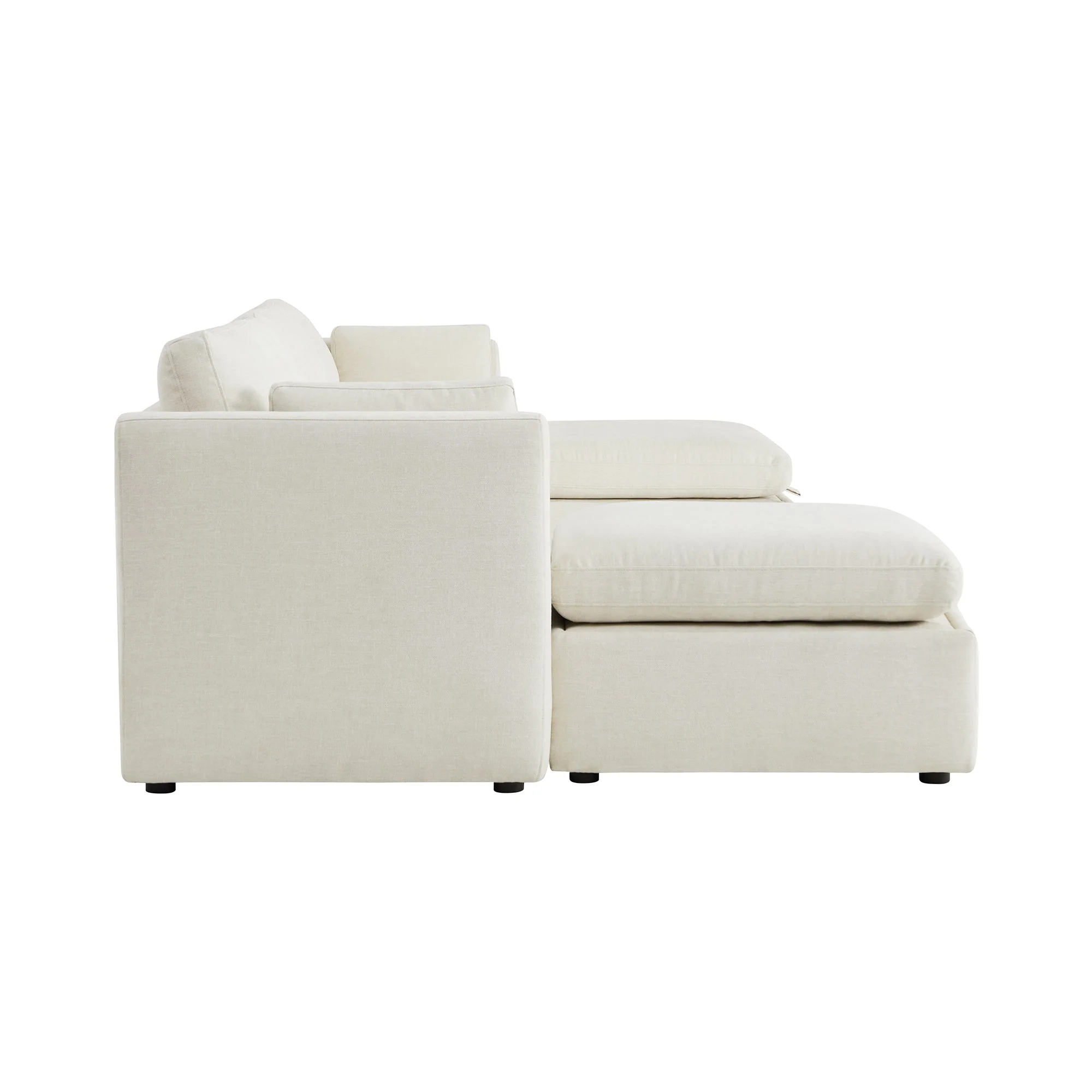 Delaney 6-Seat Modular Sofa Chaise with Storage Ottomans - Image 5
