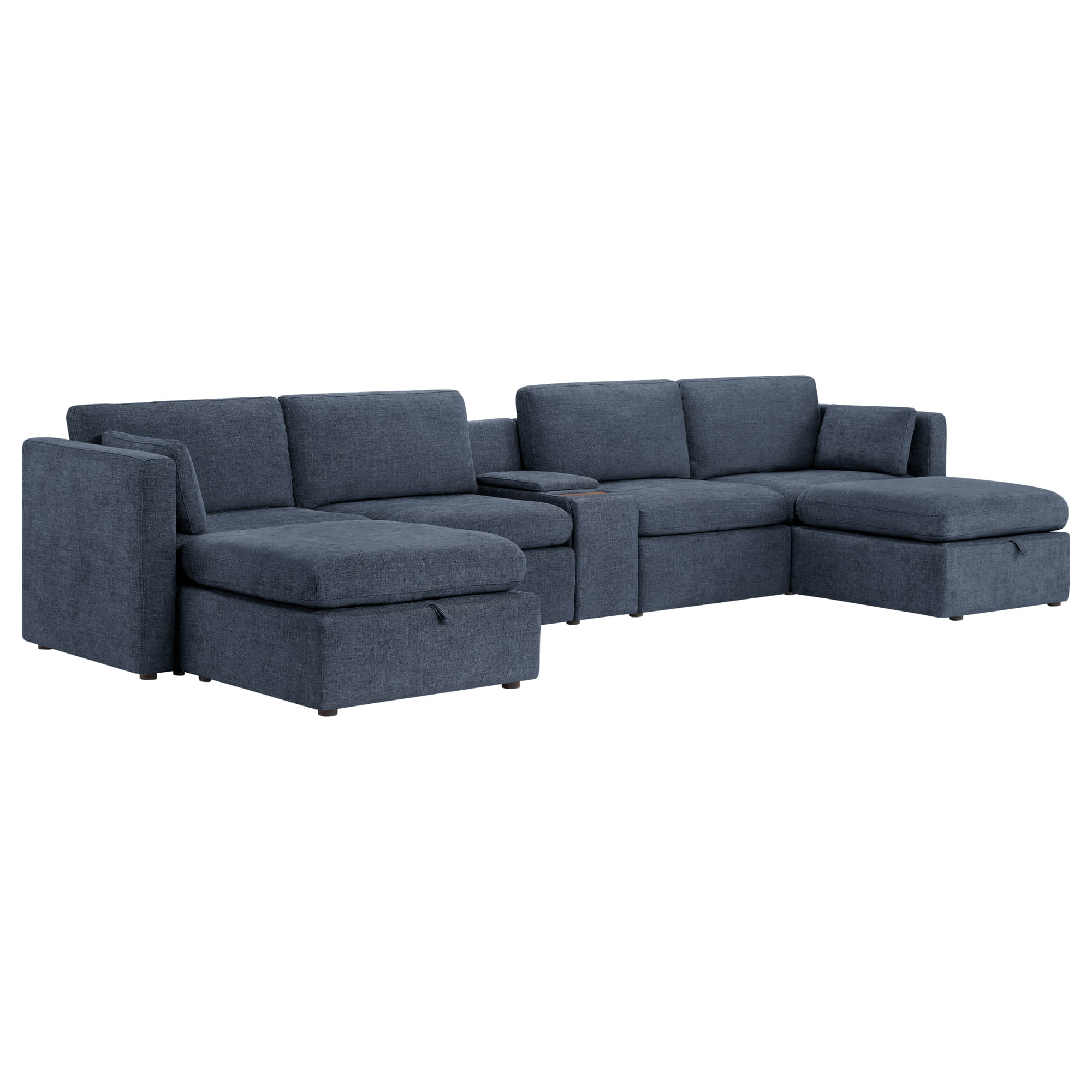 Delaney 6-Seat Modular Sofa Chaise with Storage Ottomans - Image 54
