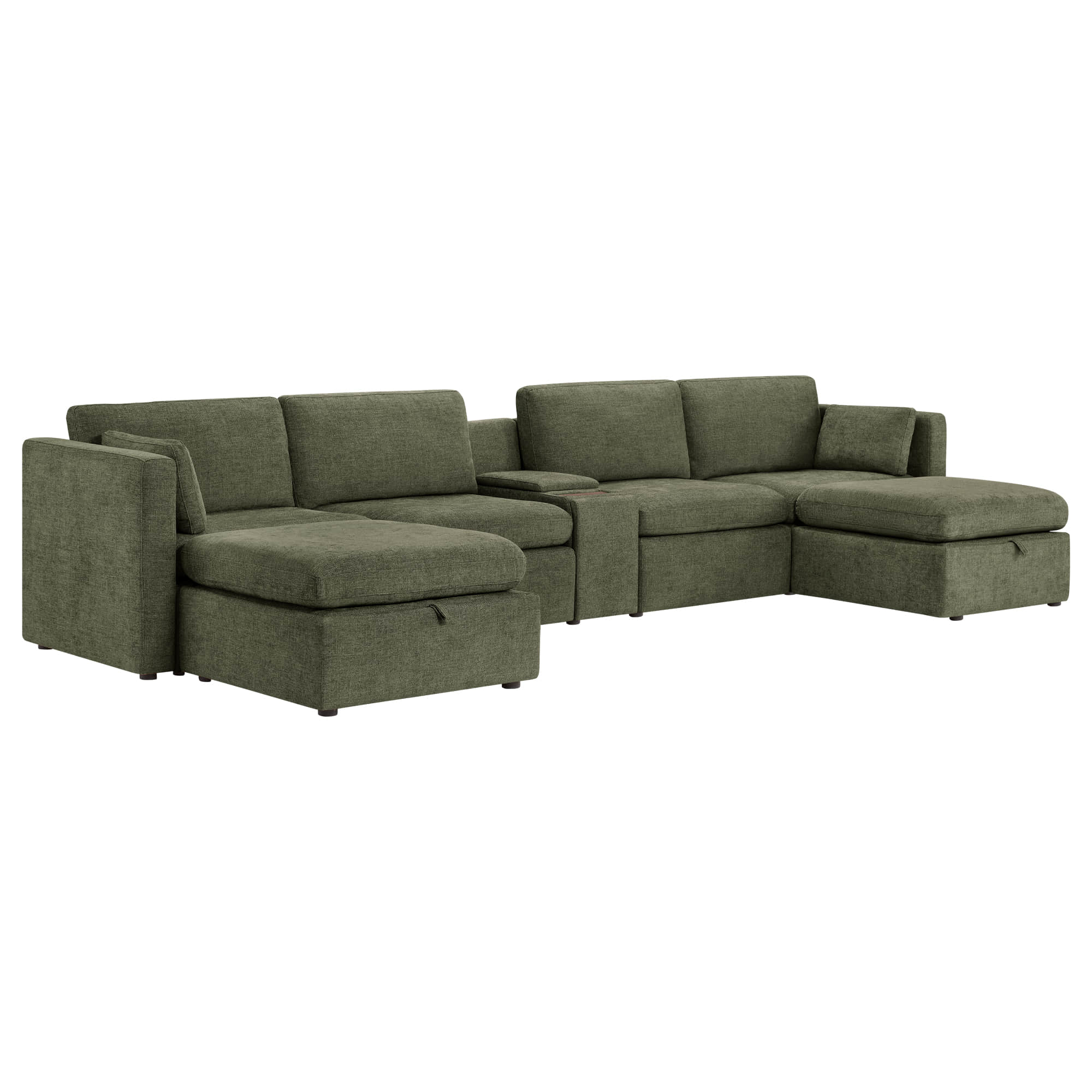 Delaney 6-Seat Modular Sofa Chaise with Storage Ottomans - Image 78