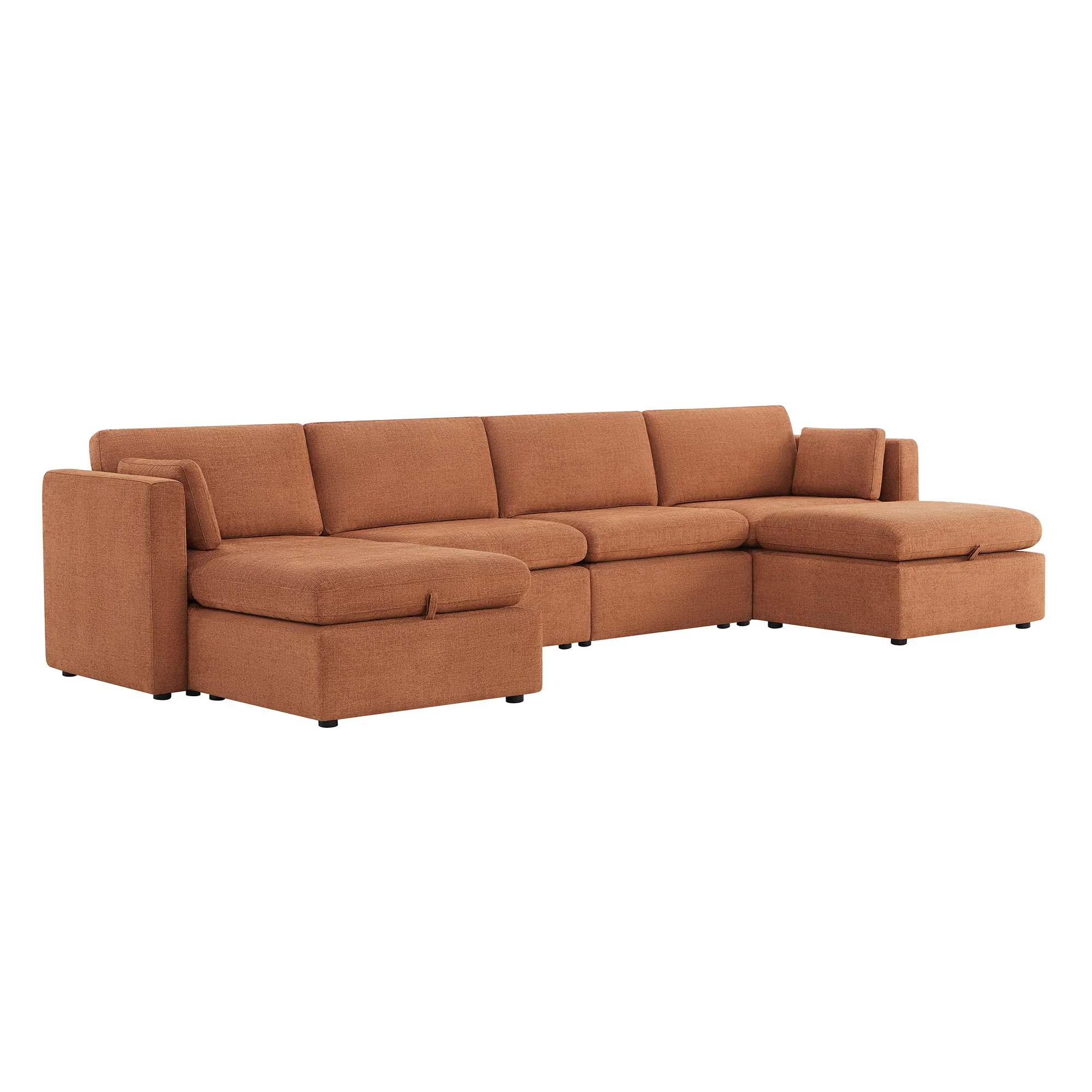 Delaney 6-Seat Modular Sofa Chaise with Storage Ottomans - Image 82