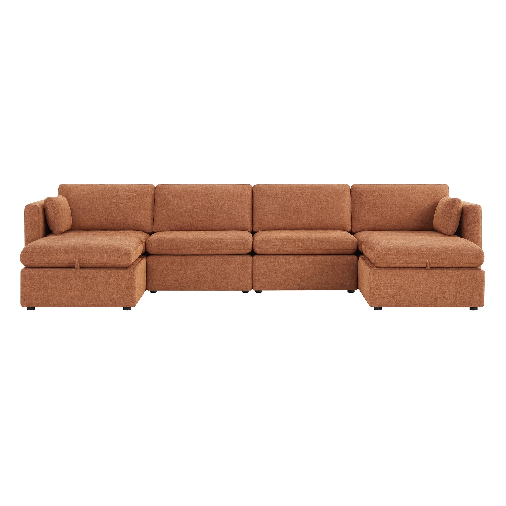 Delaney 6-Seat Modular Sofa Chaise with Storage Ottomans - Image 84