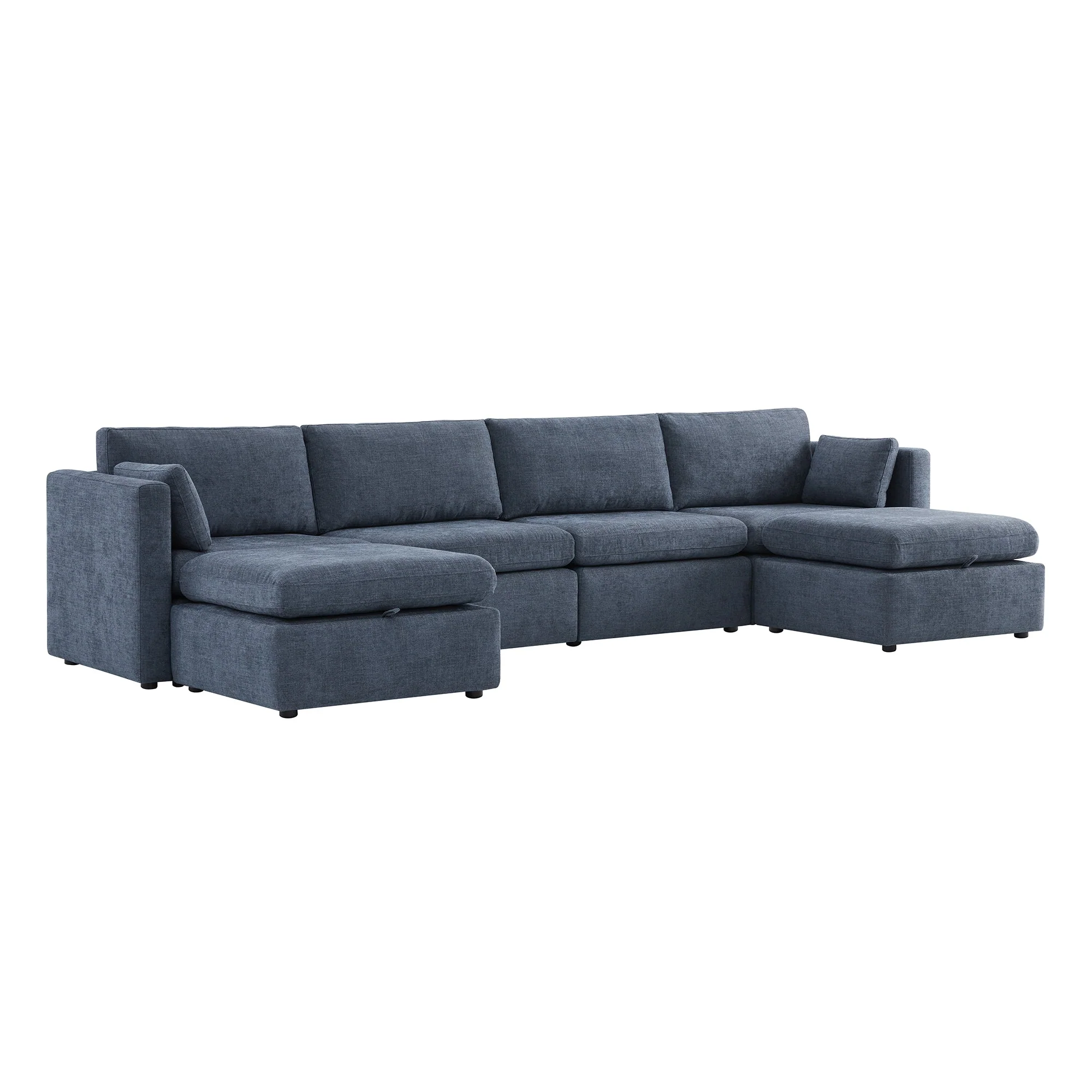 Delaney 6-Seat Modular Sofa Chaise with Storage Ottomans - Image 94