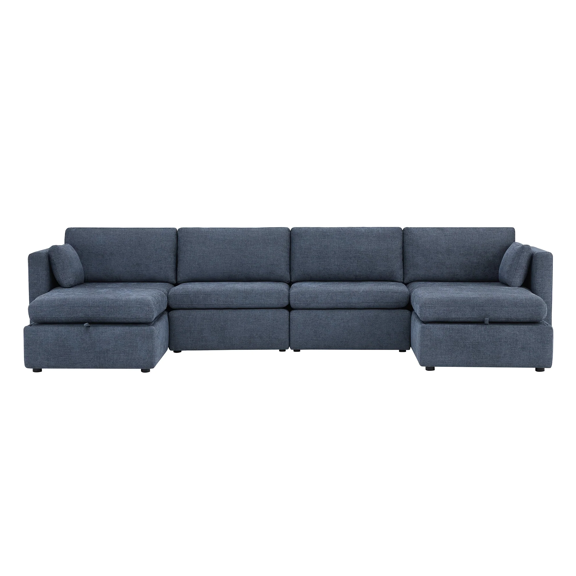 Delaney 6-Seat Modular Sofa Chaise with Storage Ottomans - Image 95