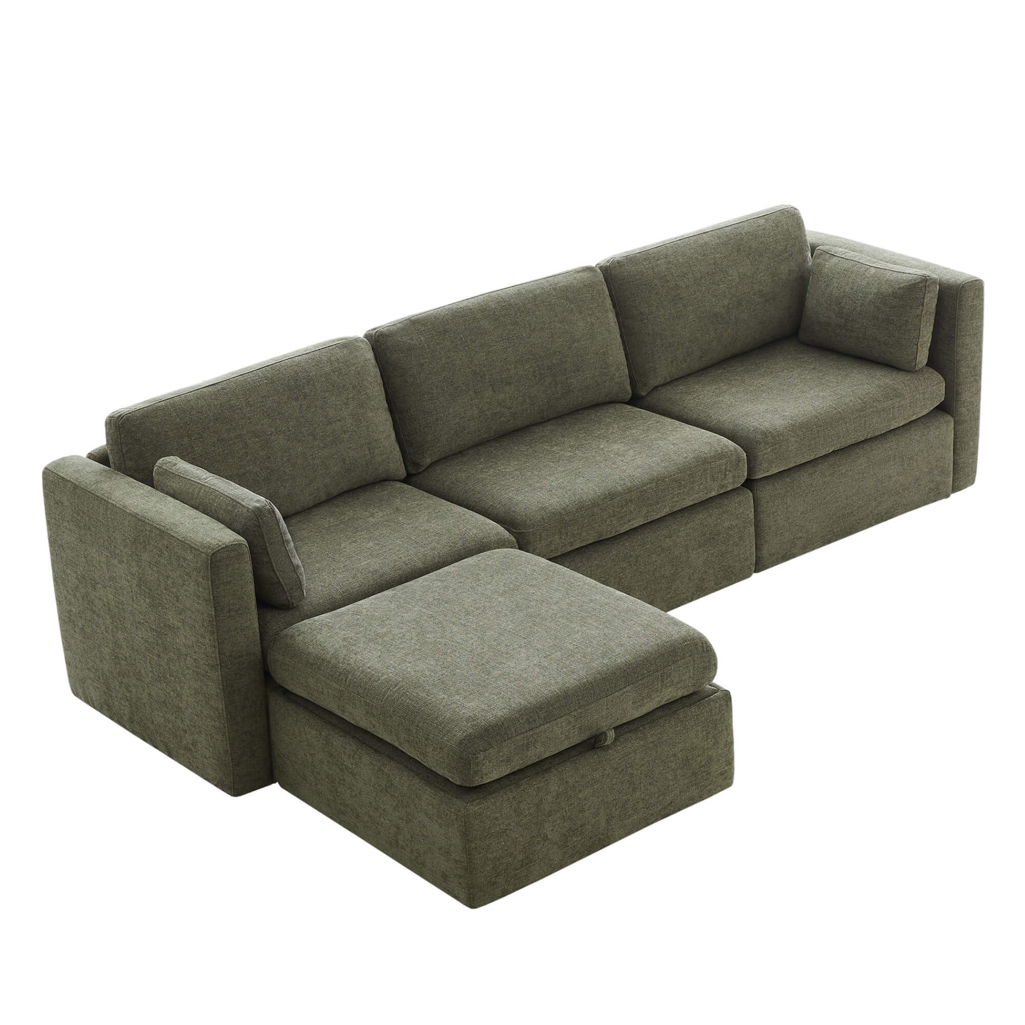 Delaney 4-Seat Modular Sofa Chaise with Storage Ottoman - Image 111