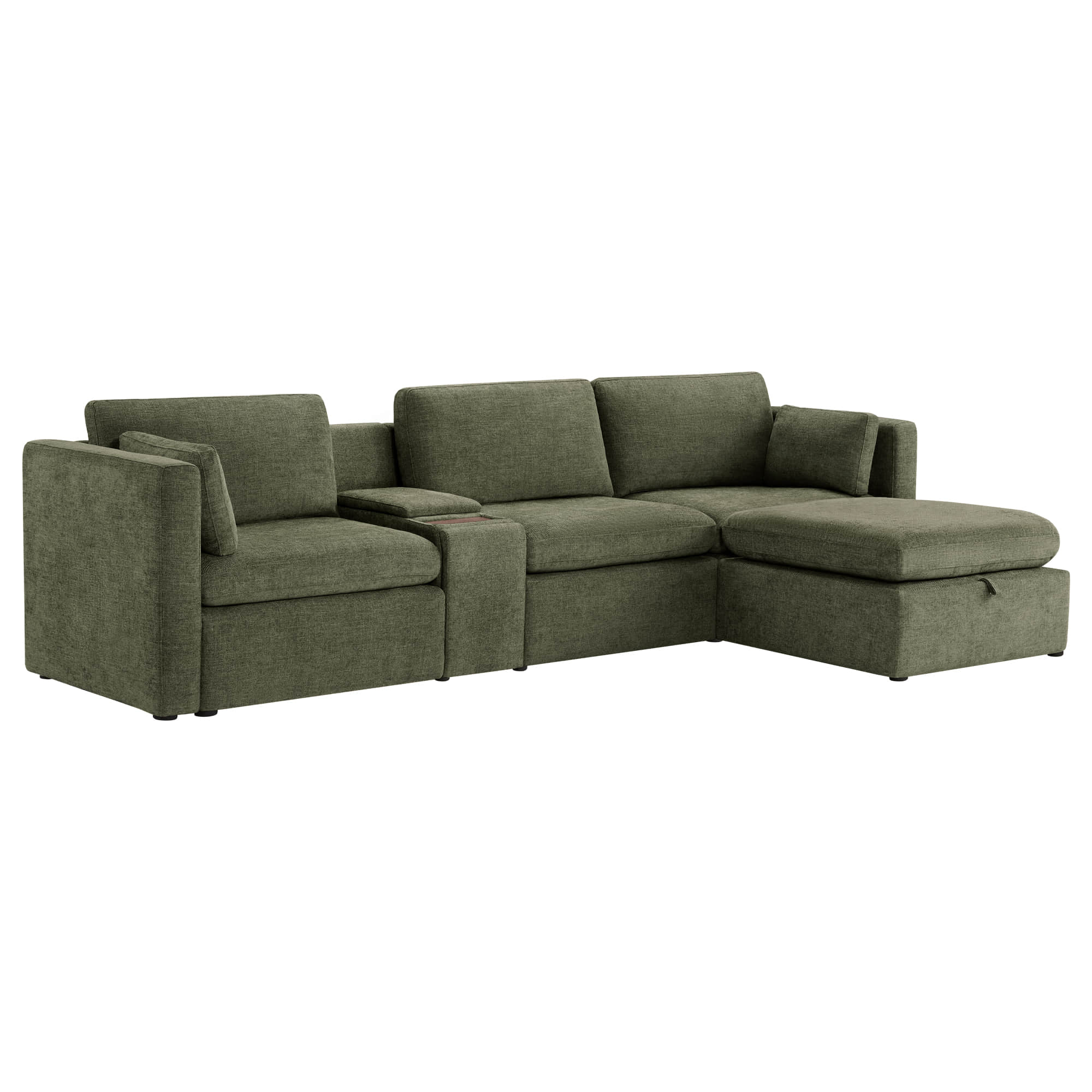 Delaney 4-Seat Modular Sofa Chaise with Storage Ottoman - Image 125