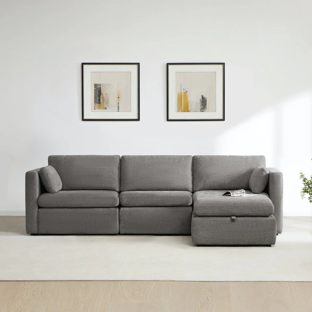 Delaney 4-Seat Modular Sofa Chaise with Storage Ottoman - Image 25